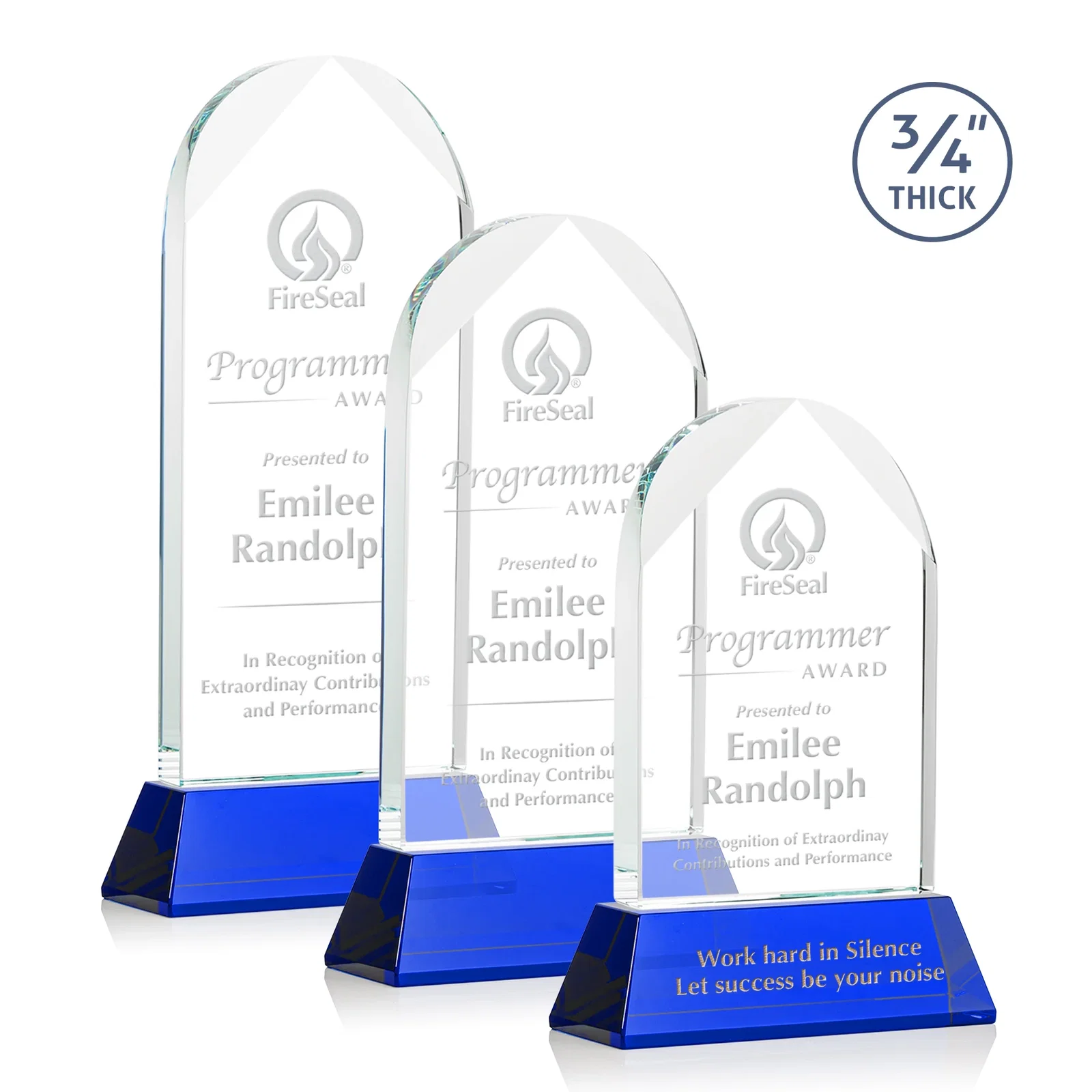 Personalized Starfire Crystal Arch Award, Tall Tapered Base, Prismatic Finish, awards for retirement presentations