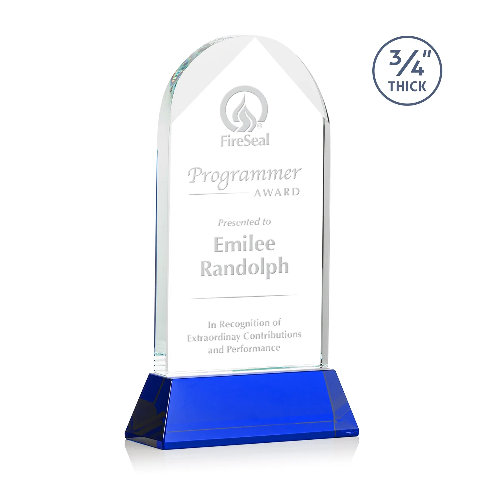 Personalized Starfire Crystal Arch Award, Tall Tapered Base, Prismatic Finish, awards for graduation ceremonies