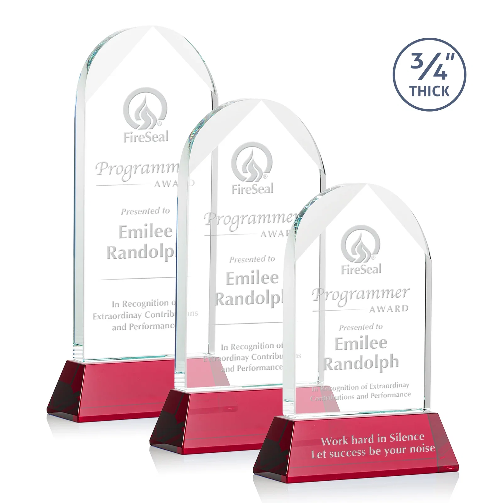 Personalized Starfire Crystal Arch Award, Tall Tapered Base, Prismatic Finish, awards for safety achievement programs