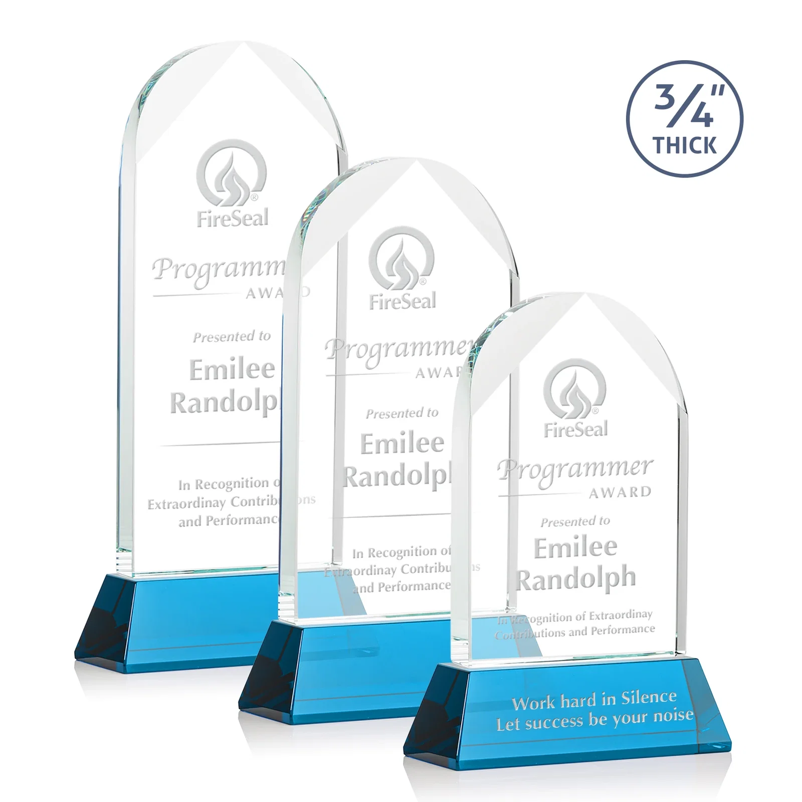 Promotional Starfire Crystal Arch Award, Tall Tapered Base, Prismatic Finish, awards for employee recognition