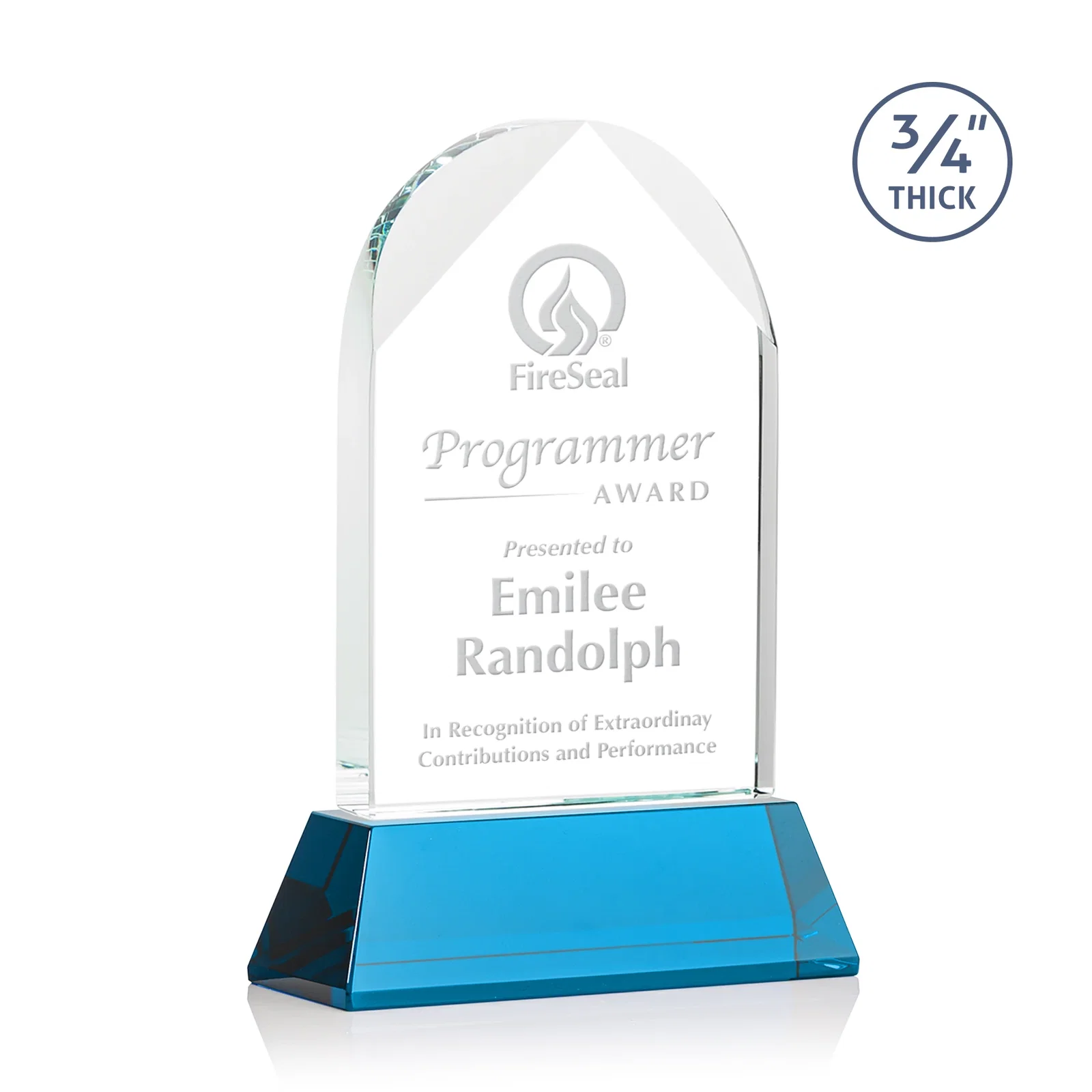 Promotional Starfire Crystal Arch Award, Tall Tapered Base, Prismatic Finish, awards for service anniversary gifts