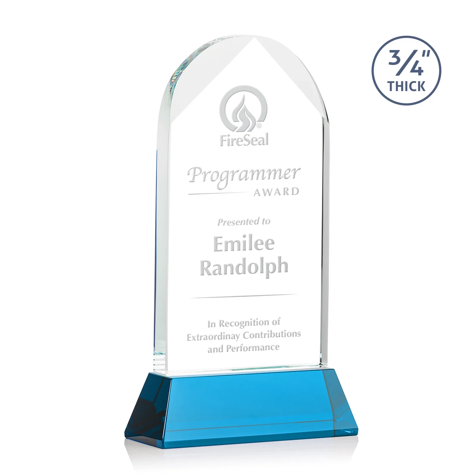 Promotional Starfire Crystal Arch Award, Tall Tapered Base, Prismatic Finish, awards for sales achievement awards