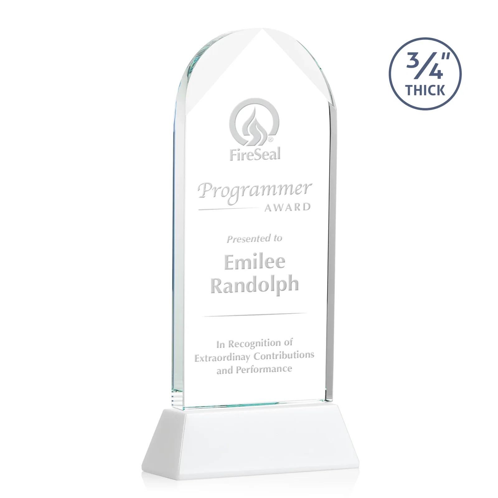 Promotional Starfire Crystal Arch Award, Tall Tapered Base, Prismatic Finish, awards for team milestone celebrations