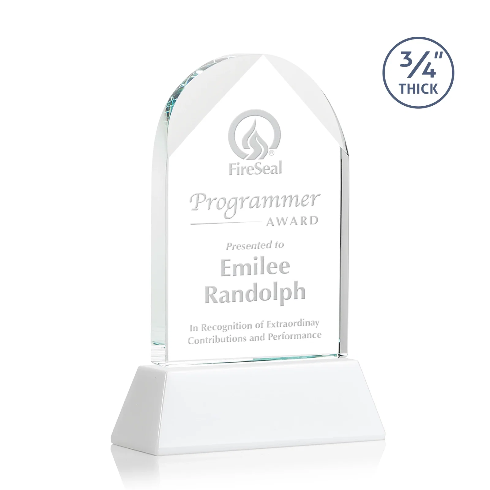 Promotional Starfire Crystal Arch Award, Tall Tapered Base, Prismatic Finish, awards for donor appreciation