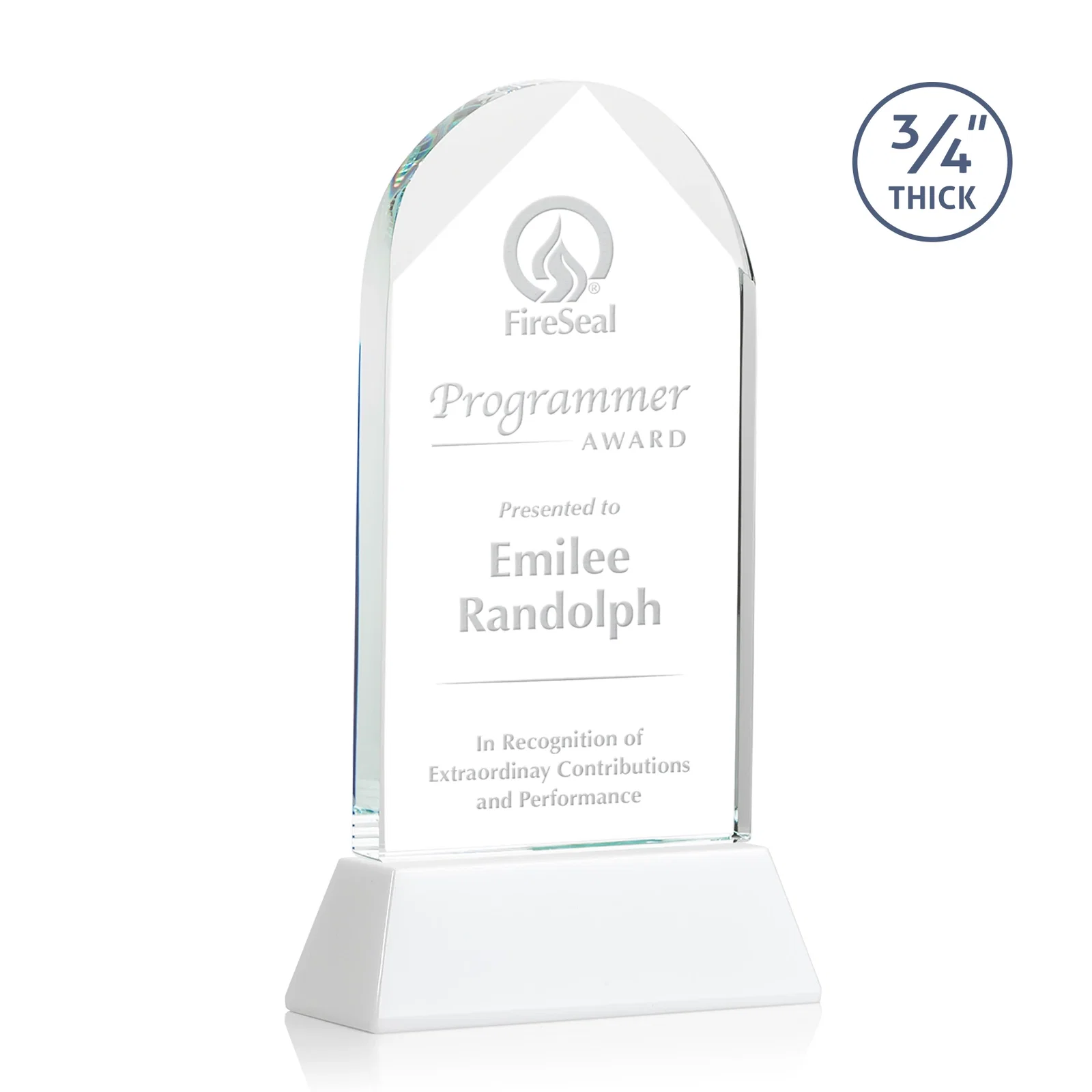 Promotional Starfire Crystal Arch Award, Tall Tapered Base, Prismatic Finish, awards for graduation ceremonies