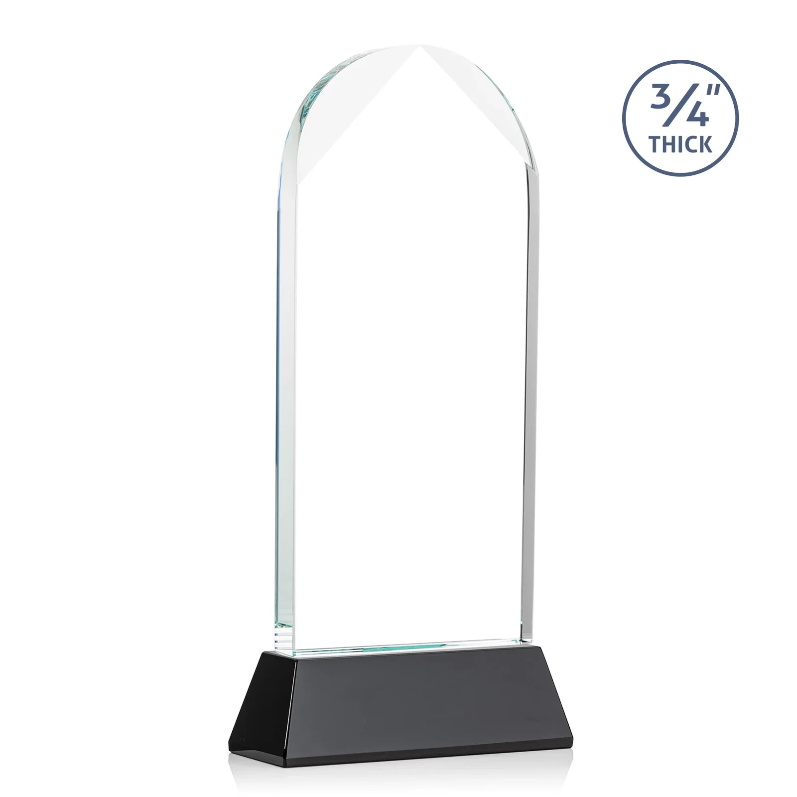 Custom engraved Starfire Crystal Arch Award, Tall Tapered Base, Prismatic Finish, awards for volunteer appreciation