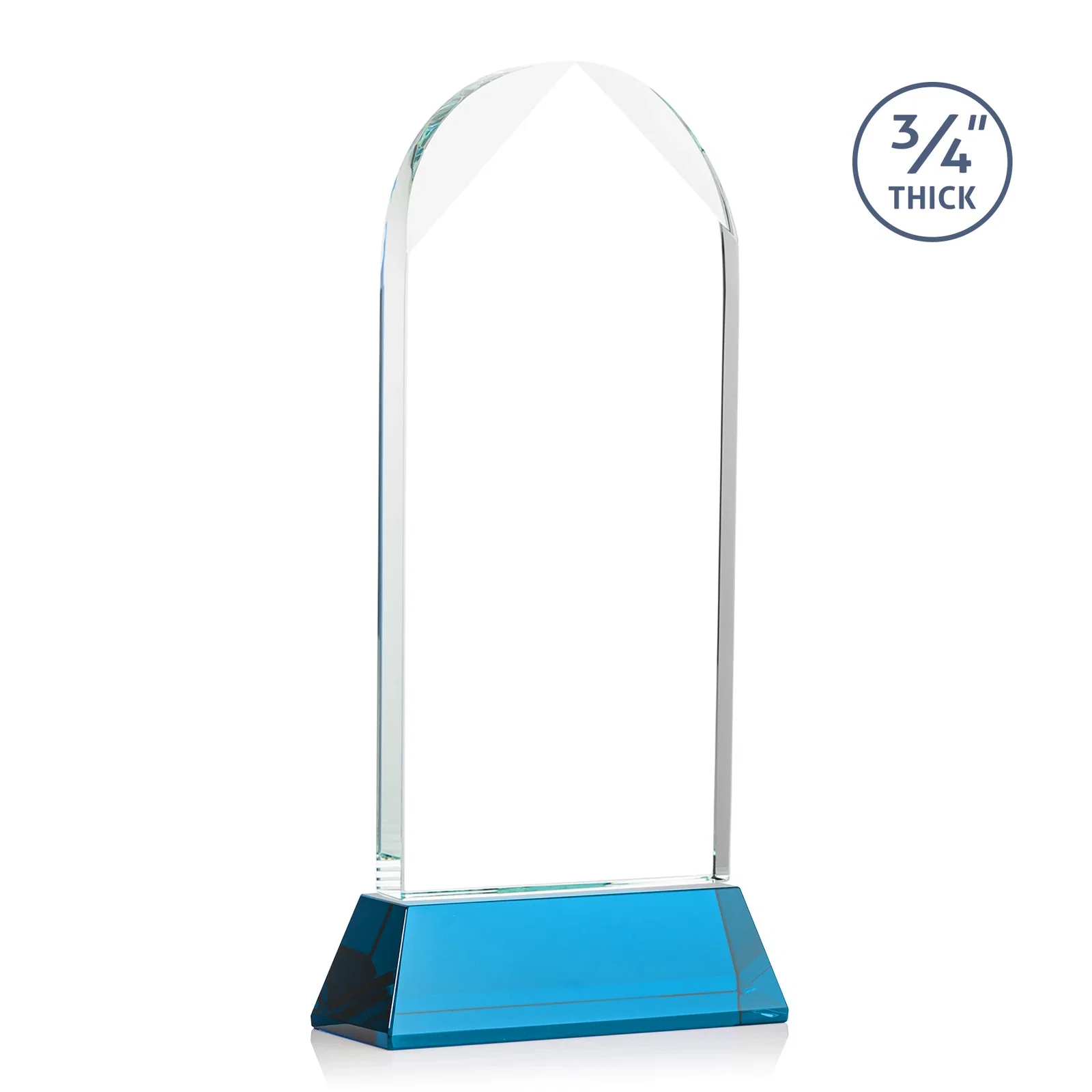 Custom Starfire Crystal Arch Award, Tall Tapered Base, Prismatic Finish, awards, with your logo for donor appreciation