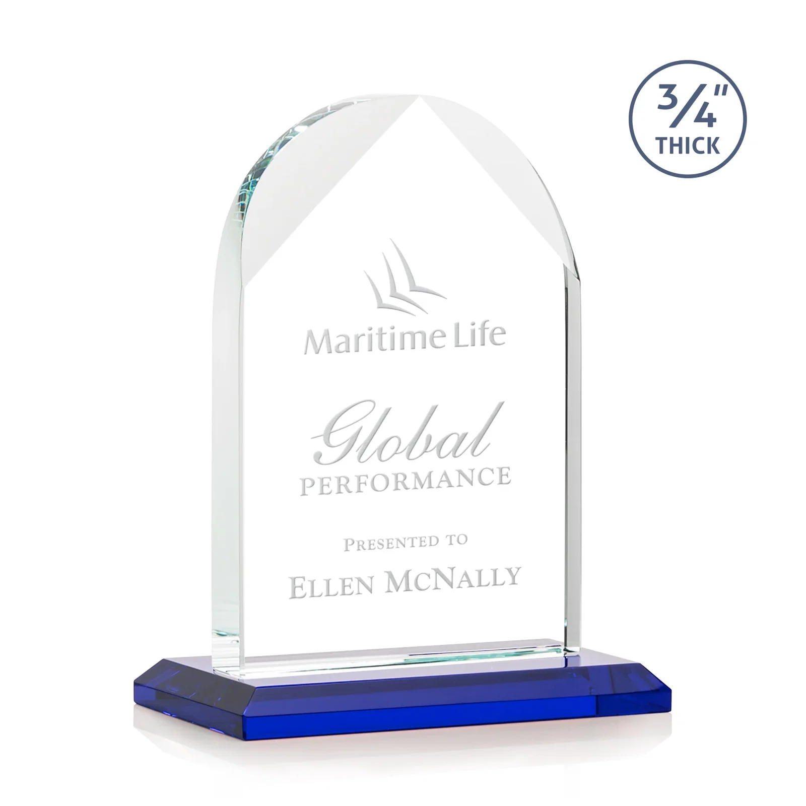 Personalized Starfire Crystal Arch Award on Mitered Base, awards for team milestone celebrations