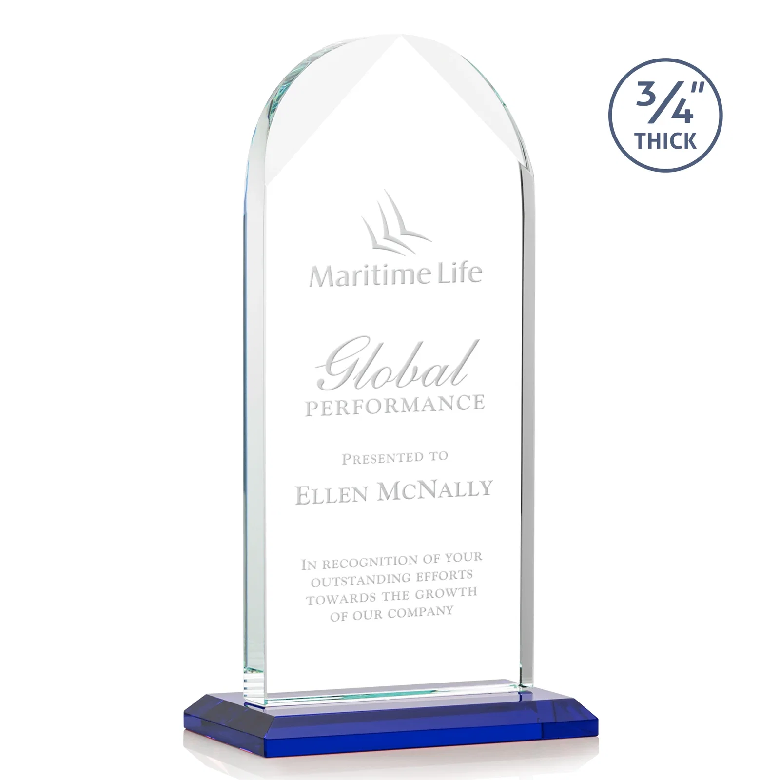 Personalized Starfire Crystal Arch Award on Mitered Base, awards for graduation ceremonies