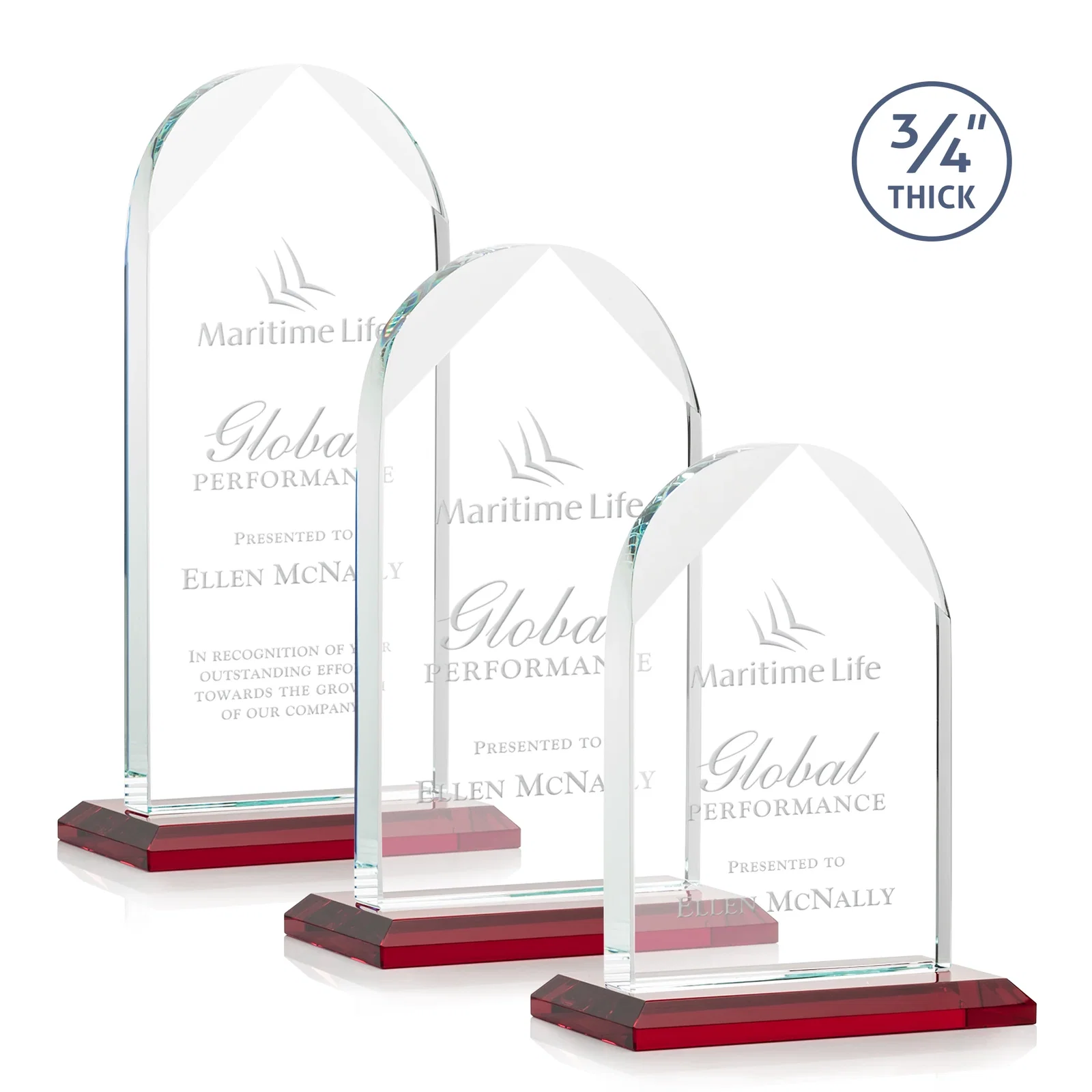 Personalized Starfire Crystal Arch Award on Mitered Base, awards for safety achievement programs