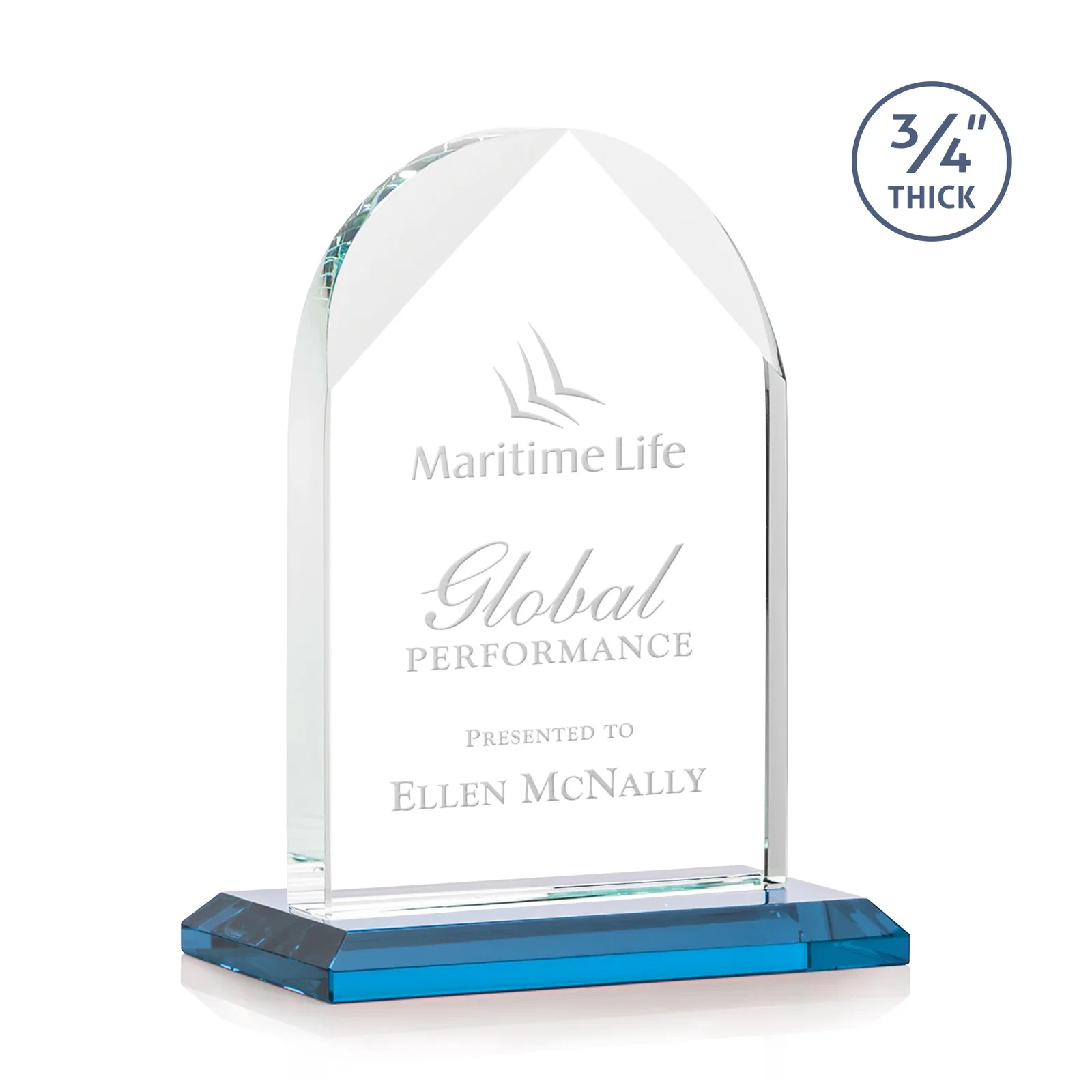 Promotional Starfire Crystal Arch Award on Mitered Base, awards for corporate award ceremonies