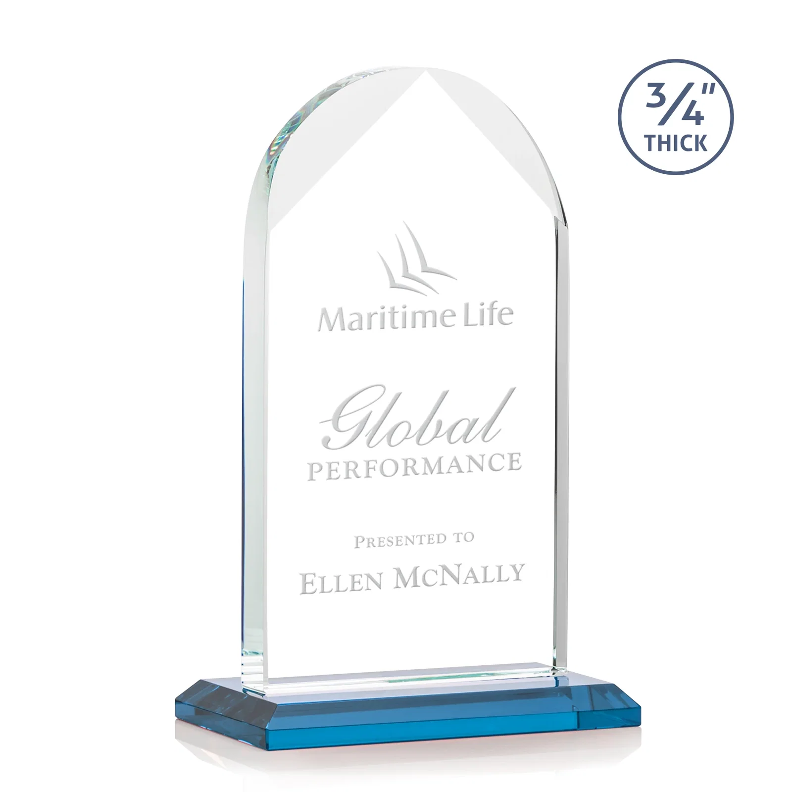 Promotional Starfire Crystal Arch Award on Mitered Base, awards for service anniversary gifts