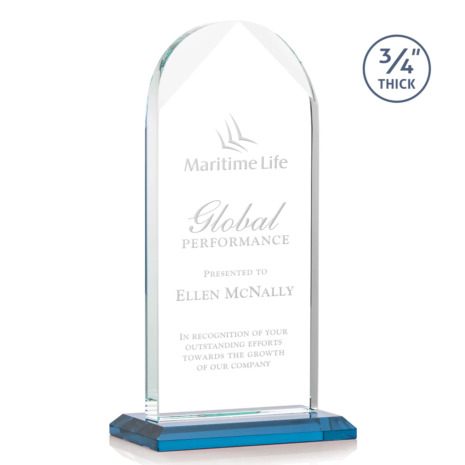 Promotional Starfire Crystal Arch Award on Mitered Base, awards for sales achievement awards