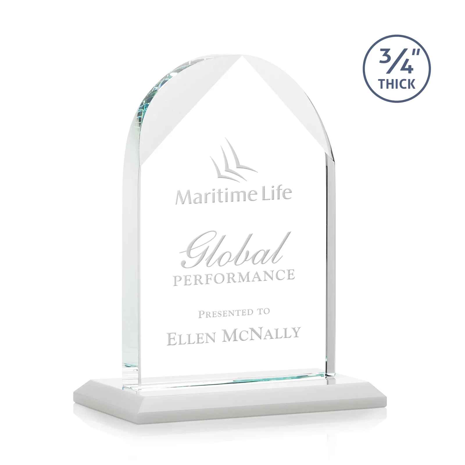 Promotional Starfire Crystal Arch Award on Mitered Base, awards for team milestone celebrations