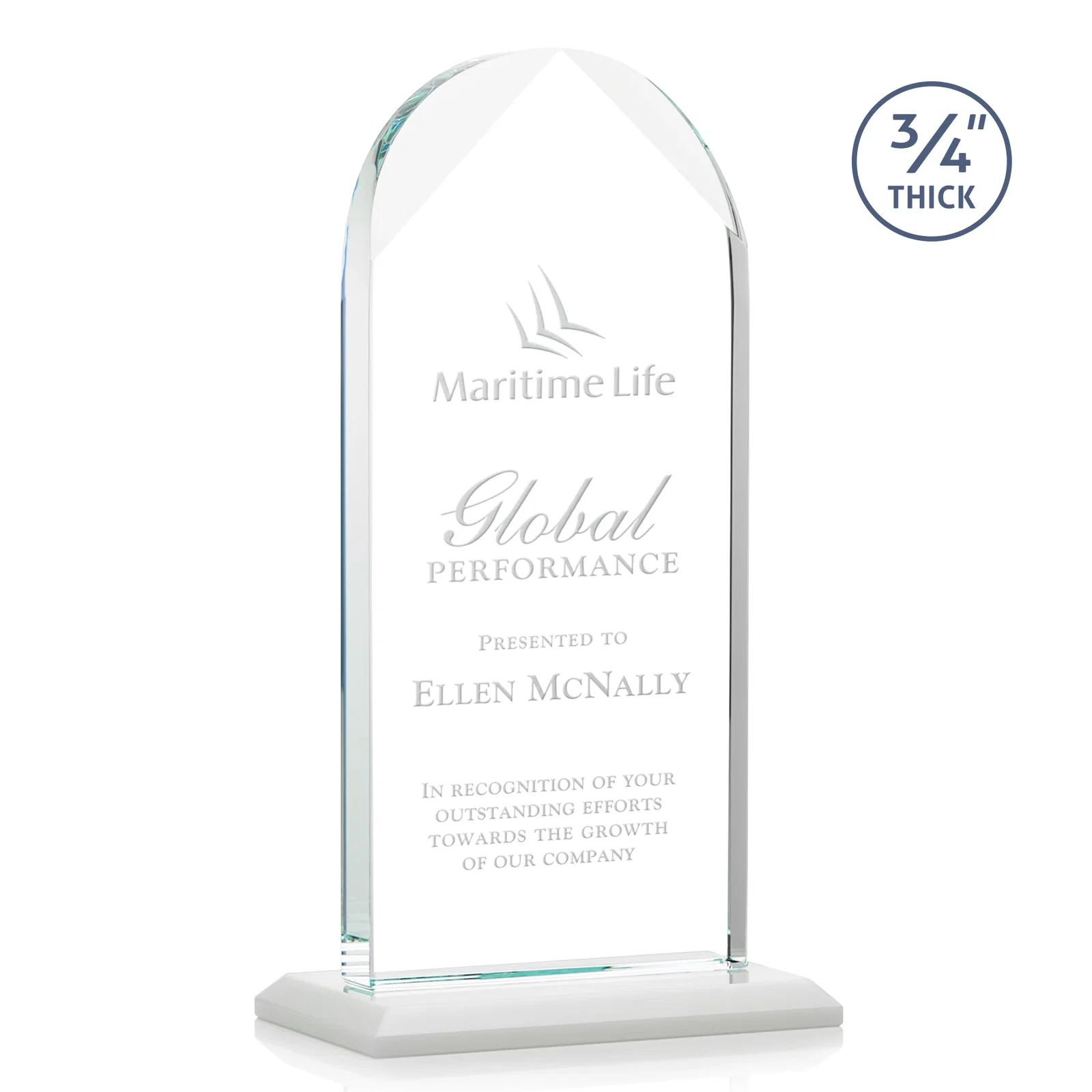 Promotional Starfire Crystal Arch Award on Mitered Base, awards for graduation ceremonies