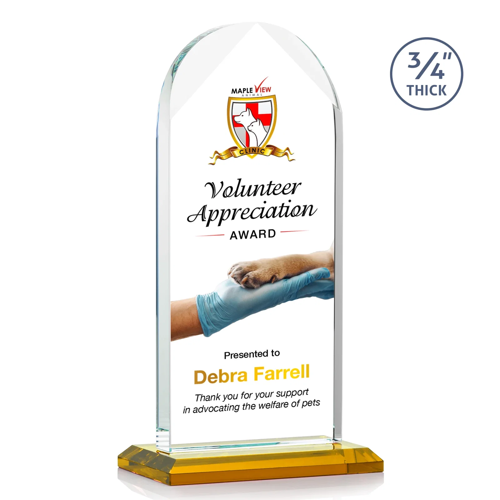 Branded Starfire Crystal Arch Award on Mitered Base, awards for sales achievement awards