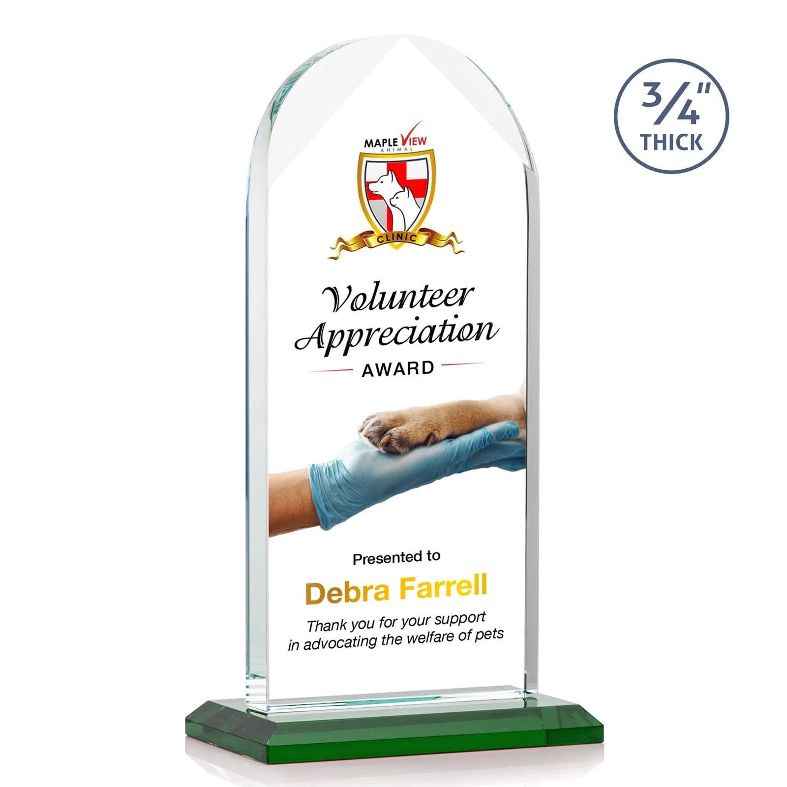 Branded Starfire Crystal Arch Award on Mitered Base, awards for graduation ceremonies