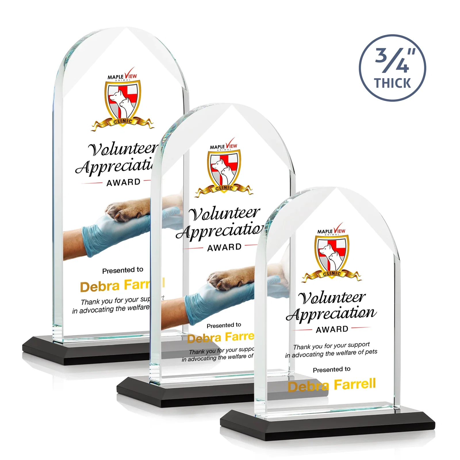 Branded Starfire Crystal Arch Award on Mitered Base, awards for safety achievement programs