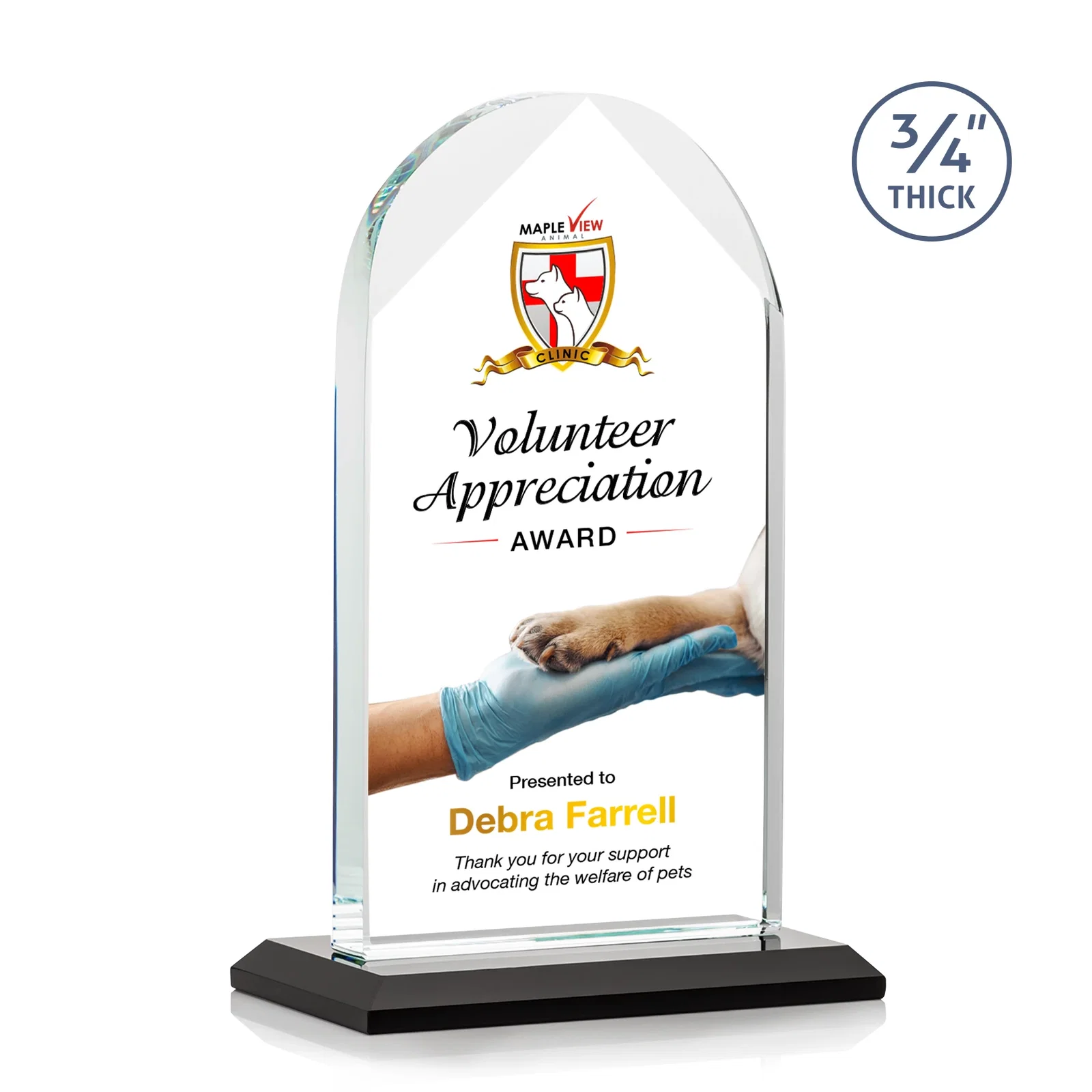Branded Starfire Crystal Arch Award on Mitered Base, awards for dealer and partner awards