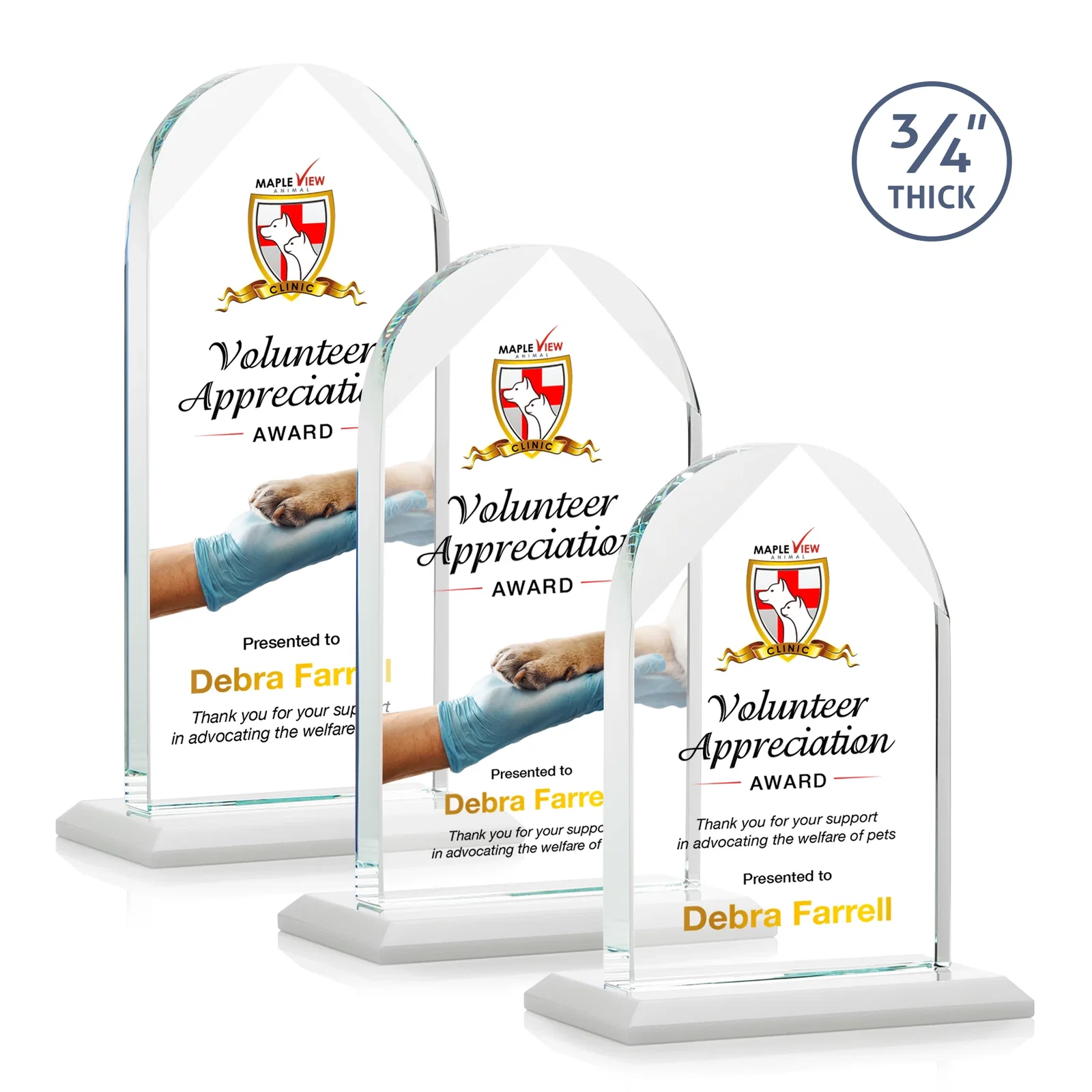 Customized Starfire Crystal Arch Award on Mitered Base, awards for employee recognition