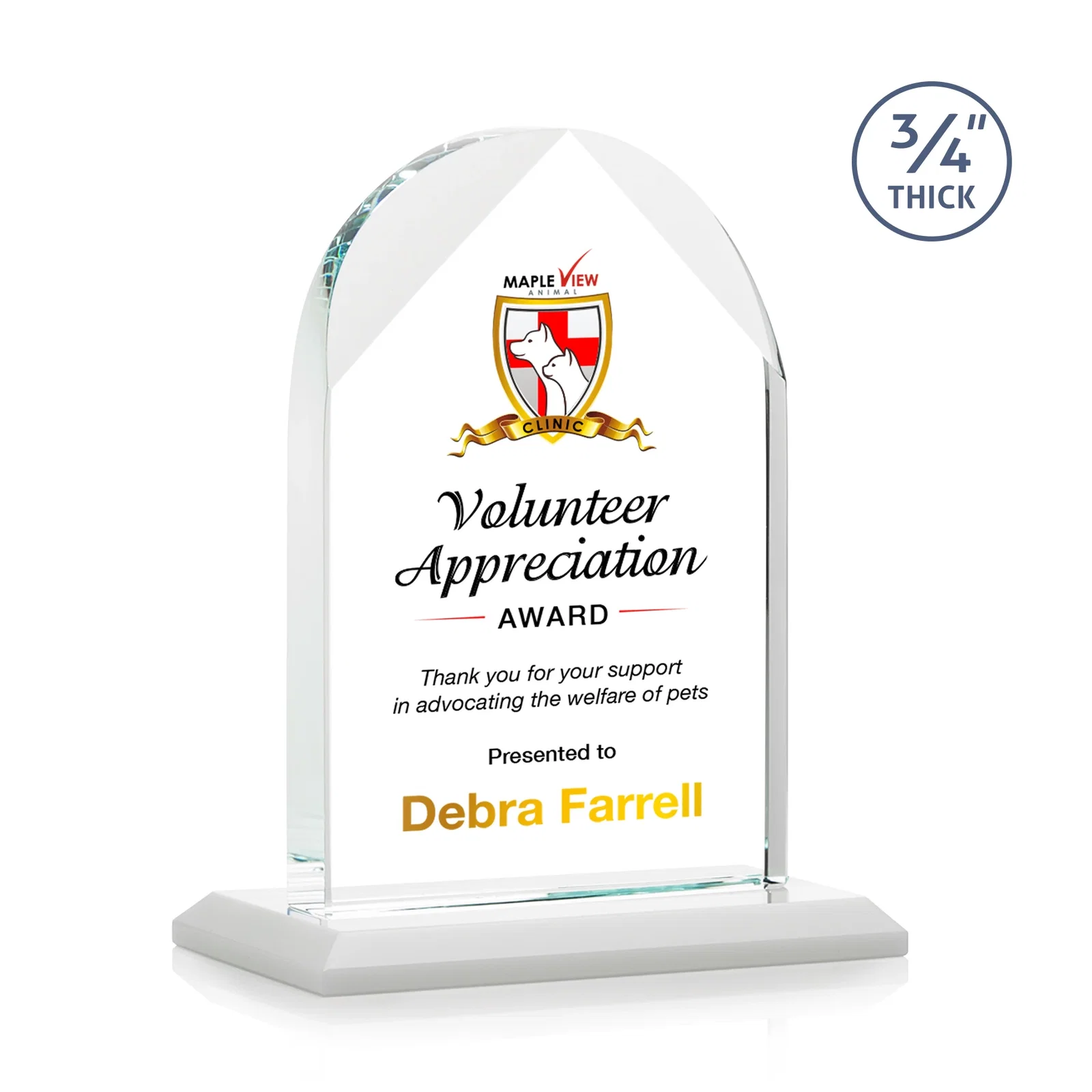 Customized Starfire Crystal Arch Award on Mitered Base, awards for corporate award ceremonies