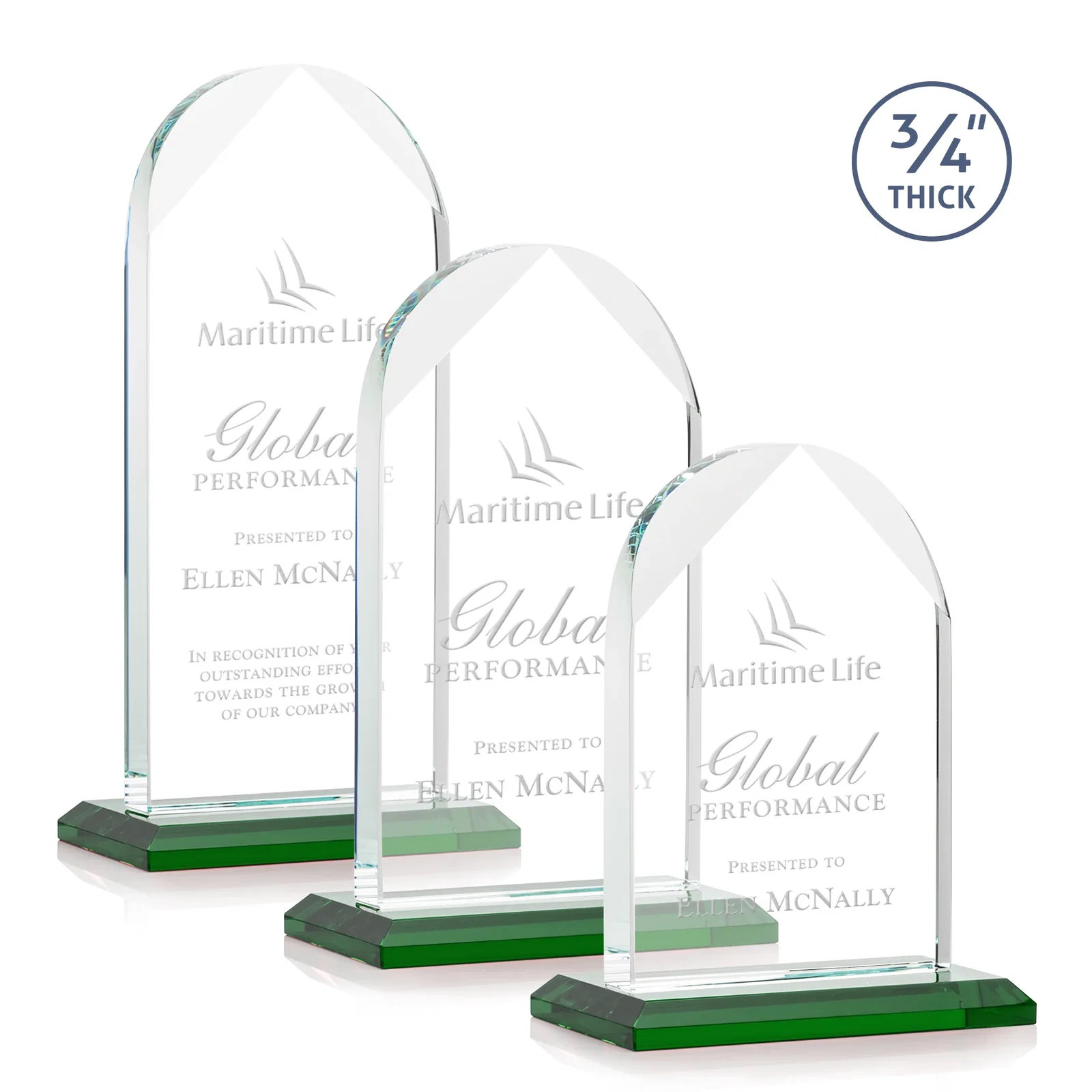 Custom Starfire Crystal Arch Award on Mitered Base, awards for safety achievement programs