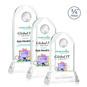 Starfire Crystal Arch Award Topped With an Optical Crystal Globe