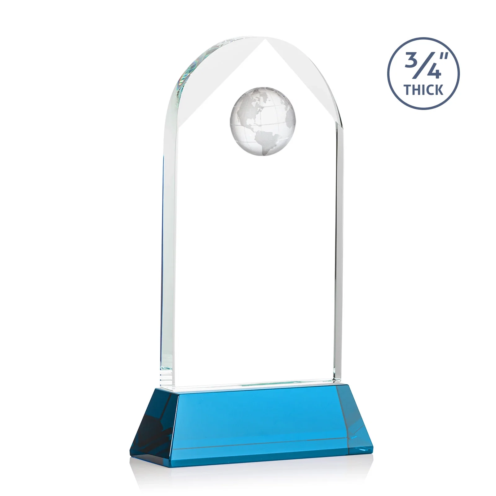 Custom Starfire Crystal Arch Award Topped With an Optical Crystal Globe, with your logo for safety achievement programs