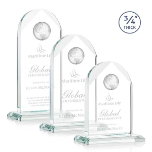 Starfire Crystal Arch Award with Optical Crystal Globe on Top