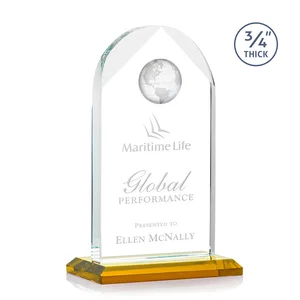 Starfire Crystal Arch Award with Optical Crystal Globe on Top