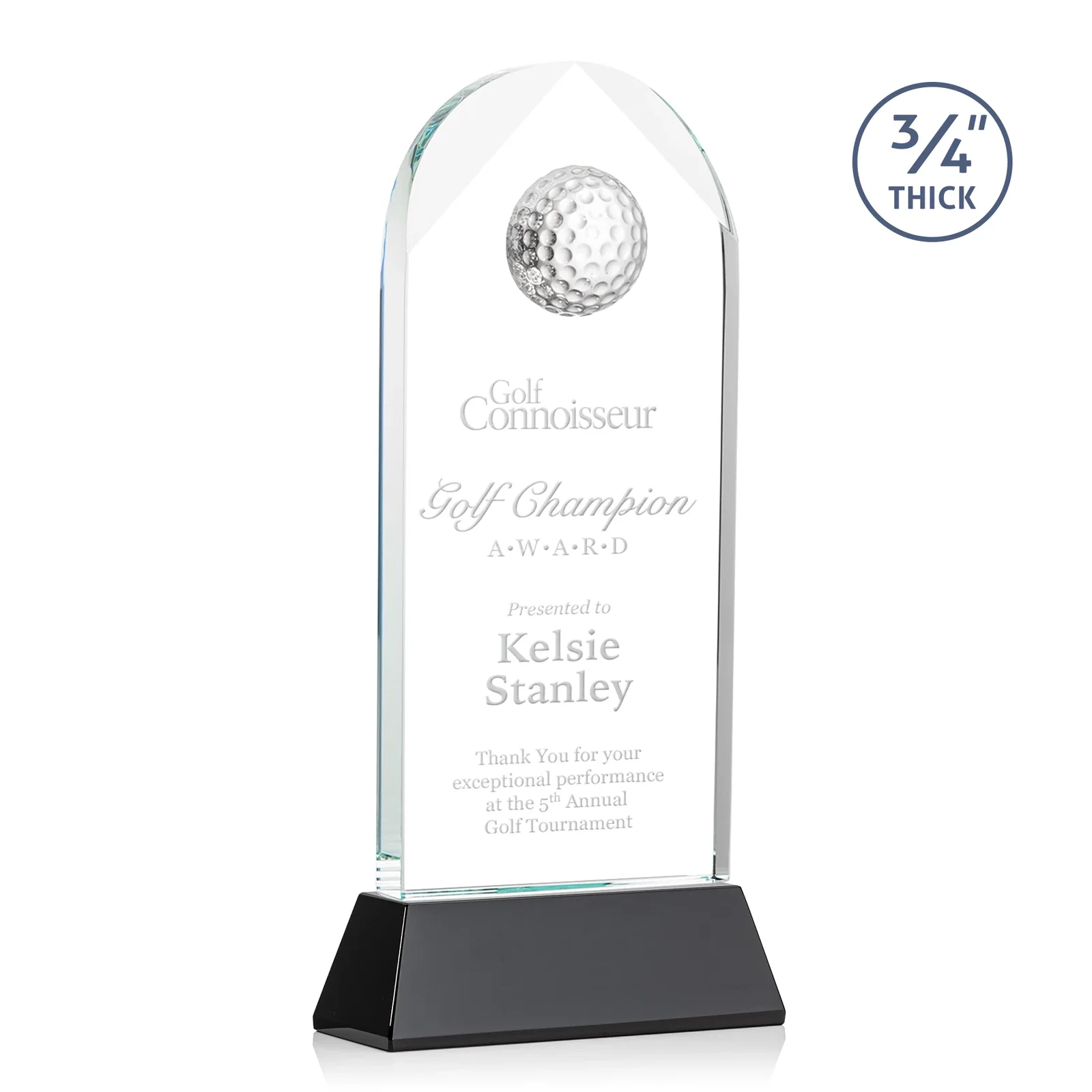 Custom Starfire Crystal Arch Award with 2nd-Position Etch Option for volunteer appreciation