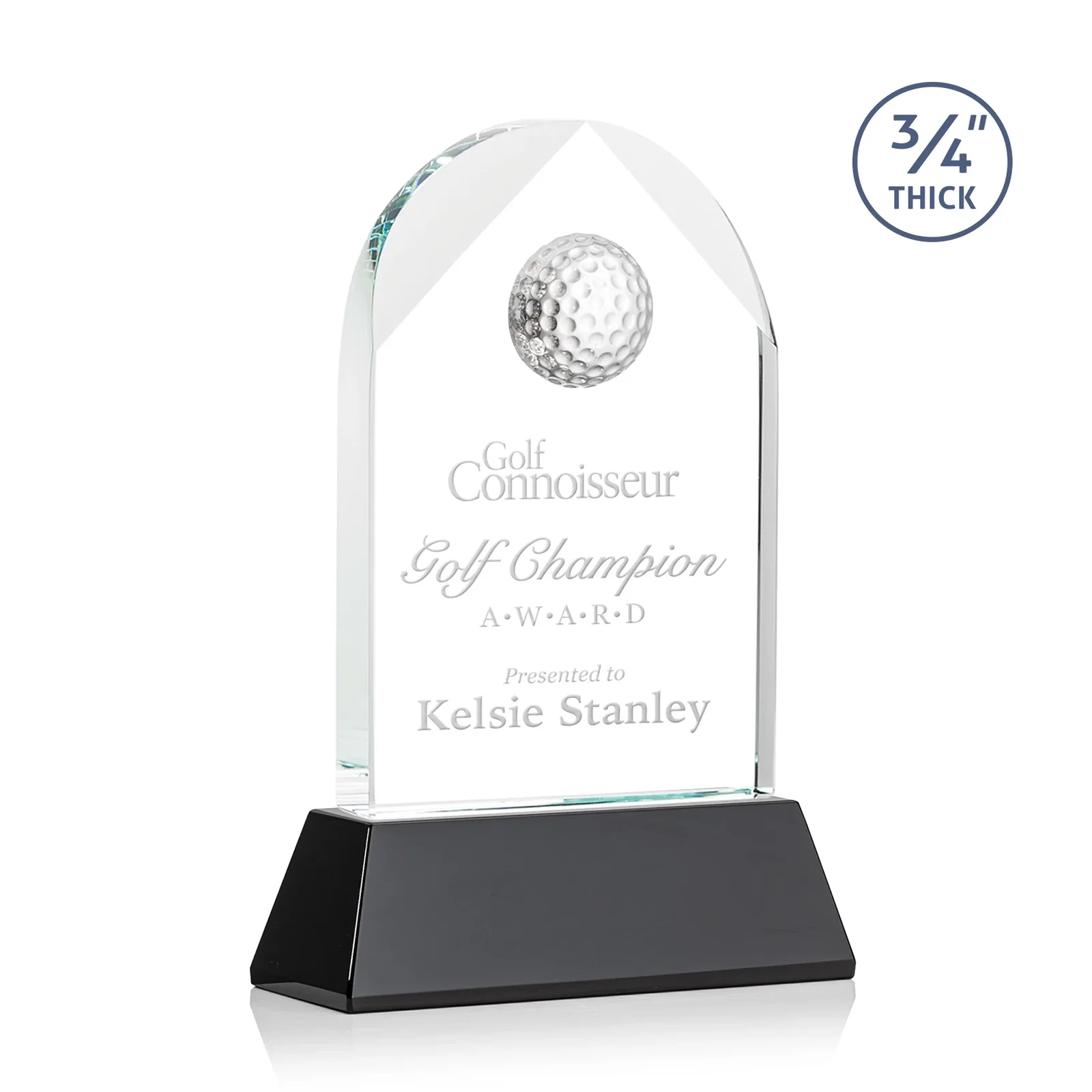 Custom Starfire Crystal Arch Award with 2nd-Position Etch Option for dealer and partner awards