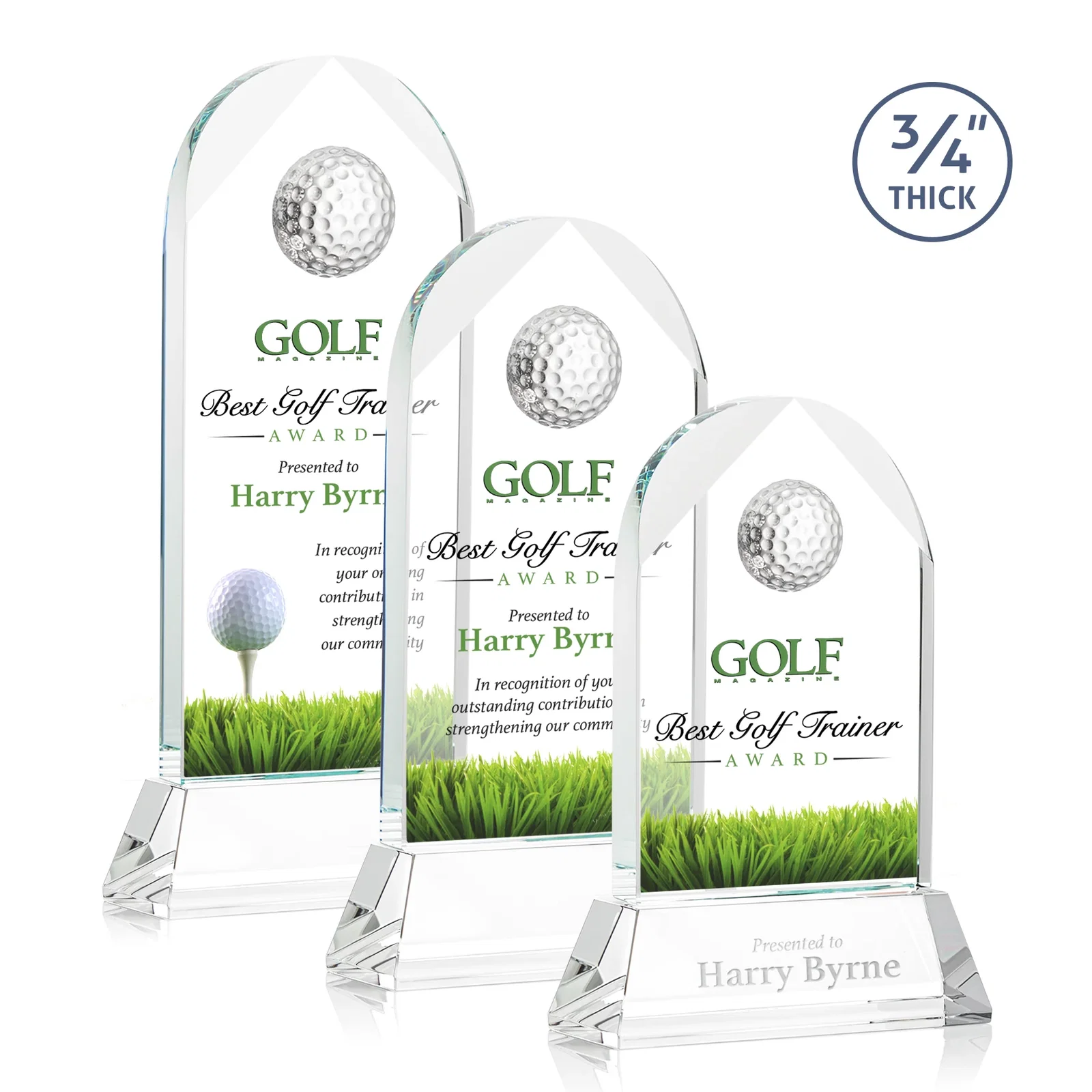 Personalized Starfire Crystal Arch Award with 2nd-Position Etch Option for employee recognition