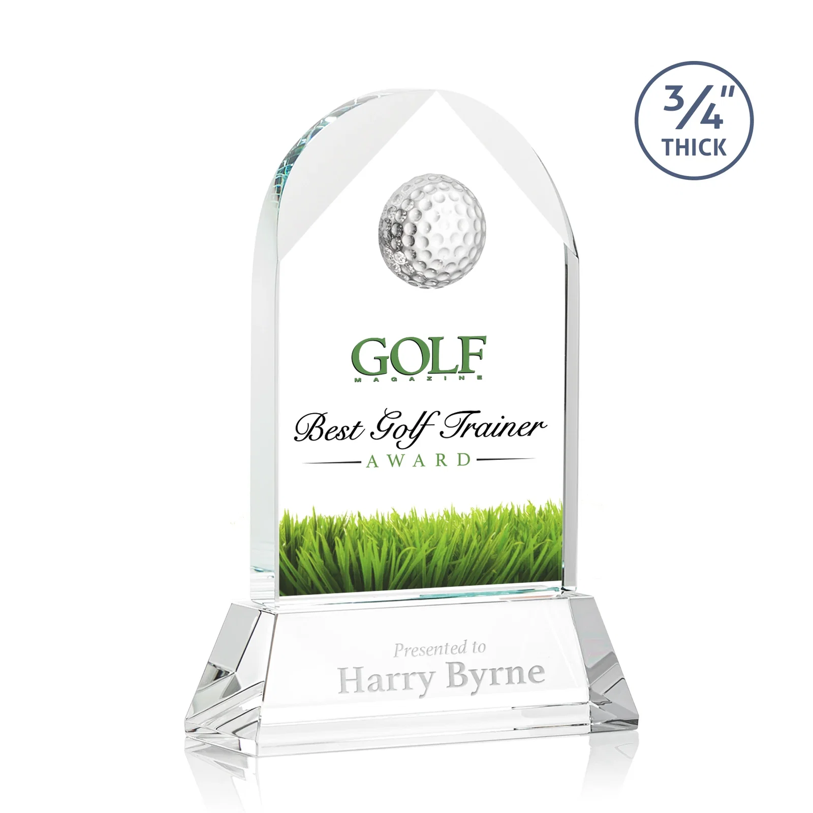 Personalized Starfire Crystal Arch Award with 2nd-Position Etch Option for service anniversary gifts
