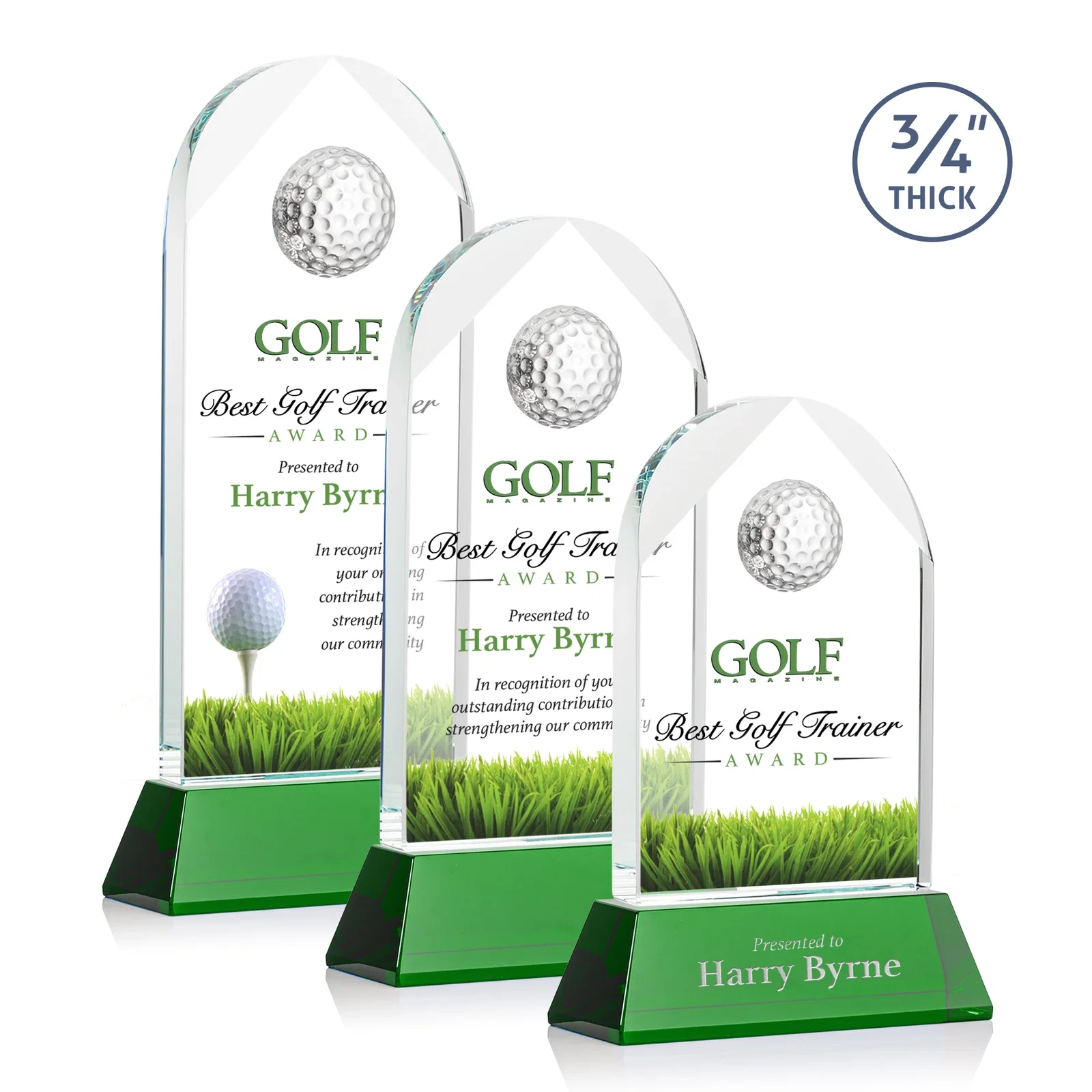 Personalized Starfire Crystal Arch Award with 2nd-Position Etch Option for retirement presentations