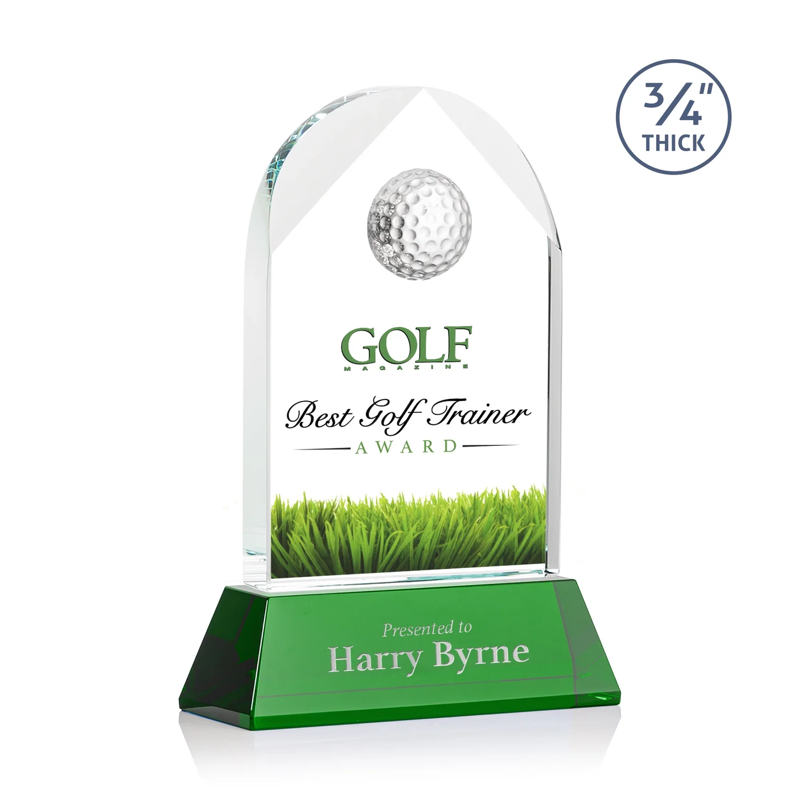 Personalized Starfire Crystal Arch Award with 2nd-Position Etch Option for donor appreciation