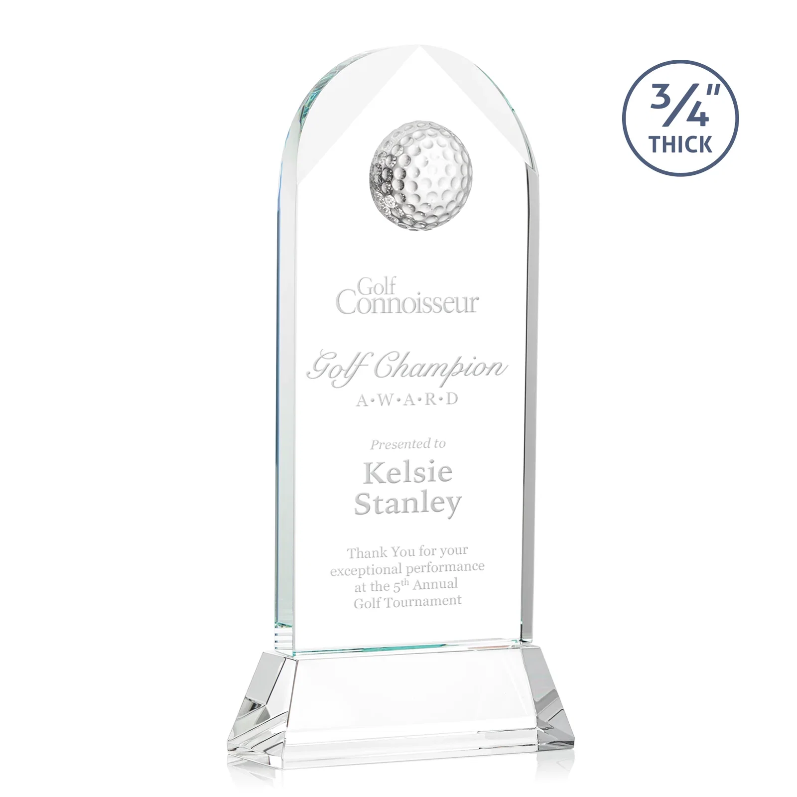Custom Starfire Crystal Arch Award with 2nd-Position Etch Option for corporate award ceremonies