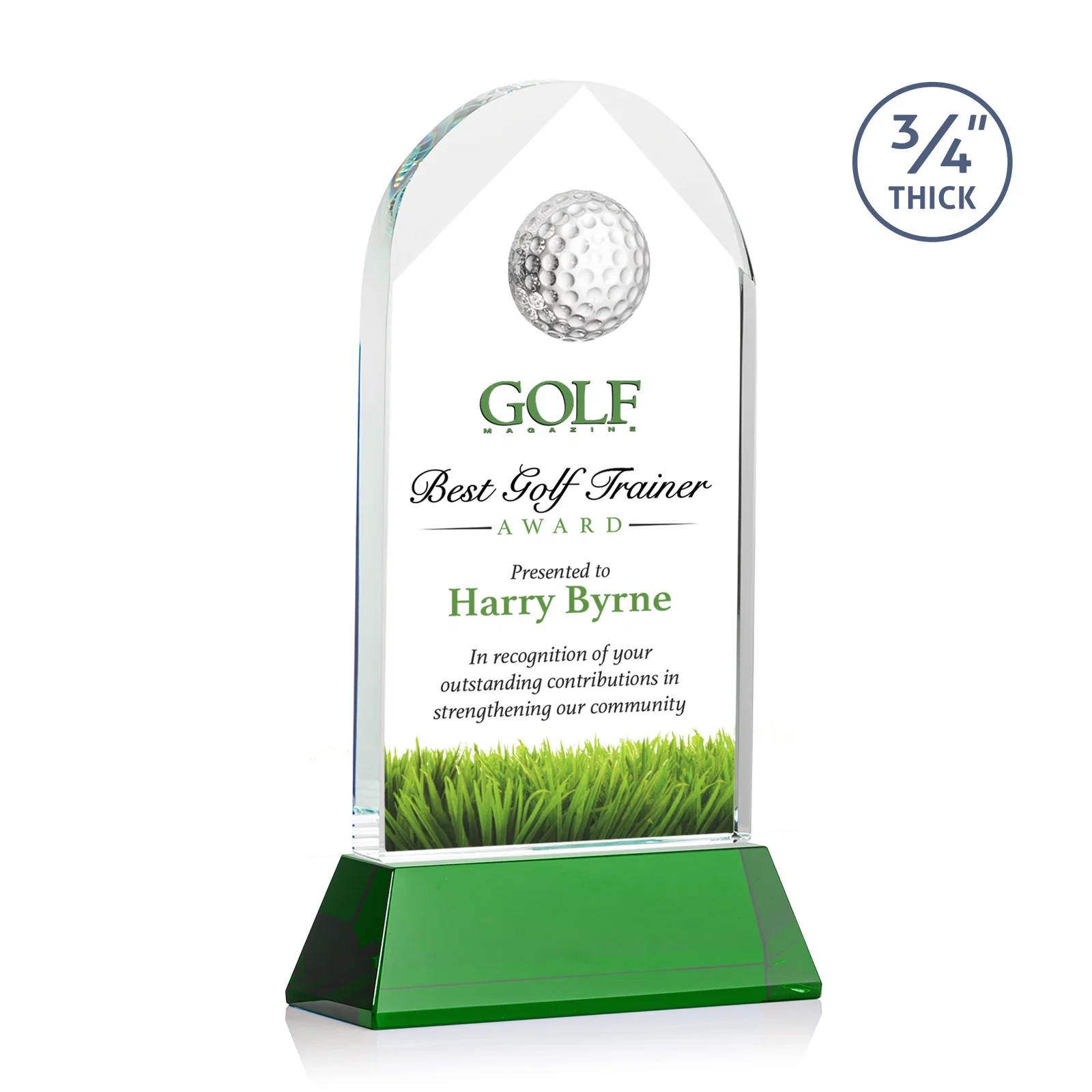 Personalized Starfire Crystal Arch Award with 2nd-Position Etch Option for graduation ceremonies