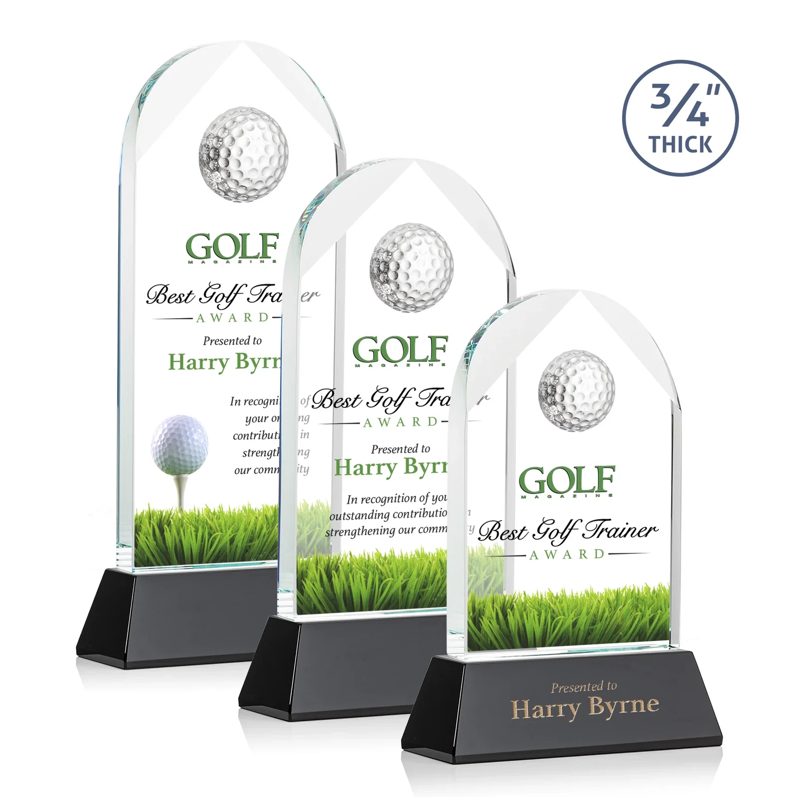 Personalized Starfire Crystal Arch Award with 2nd-Position Etch Option for safety achievement programs