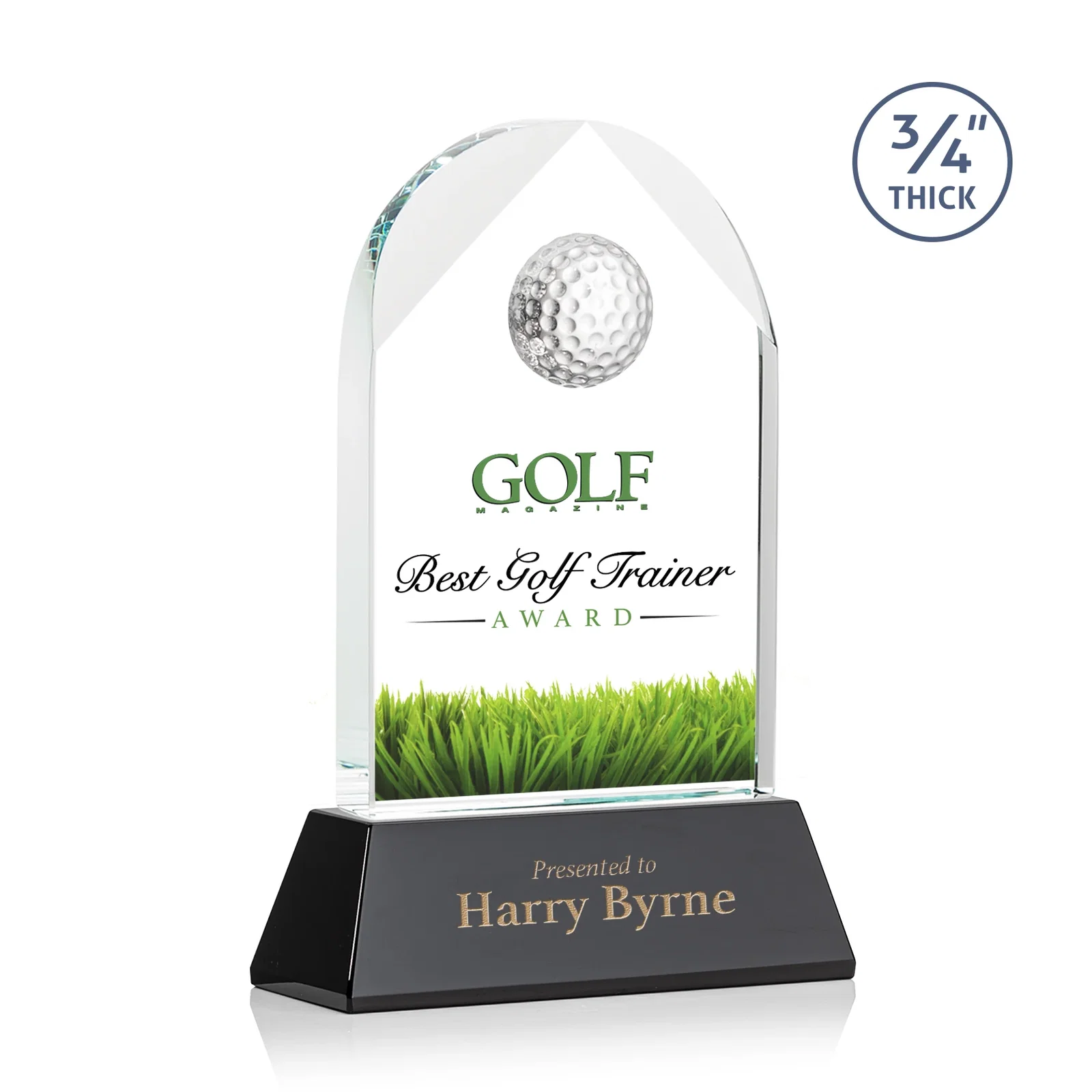 Personalized Starfire Crystal Arch Award with 2nd-Position Etch Option for dealer and partner awards