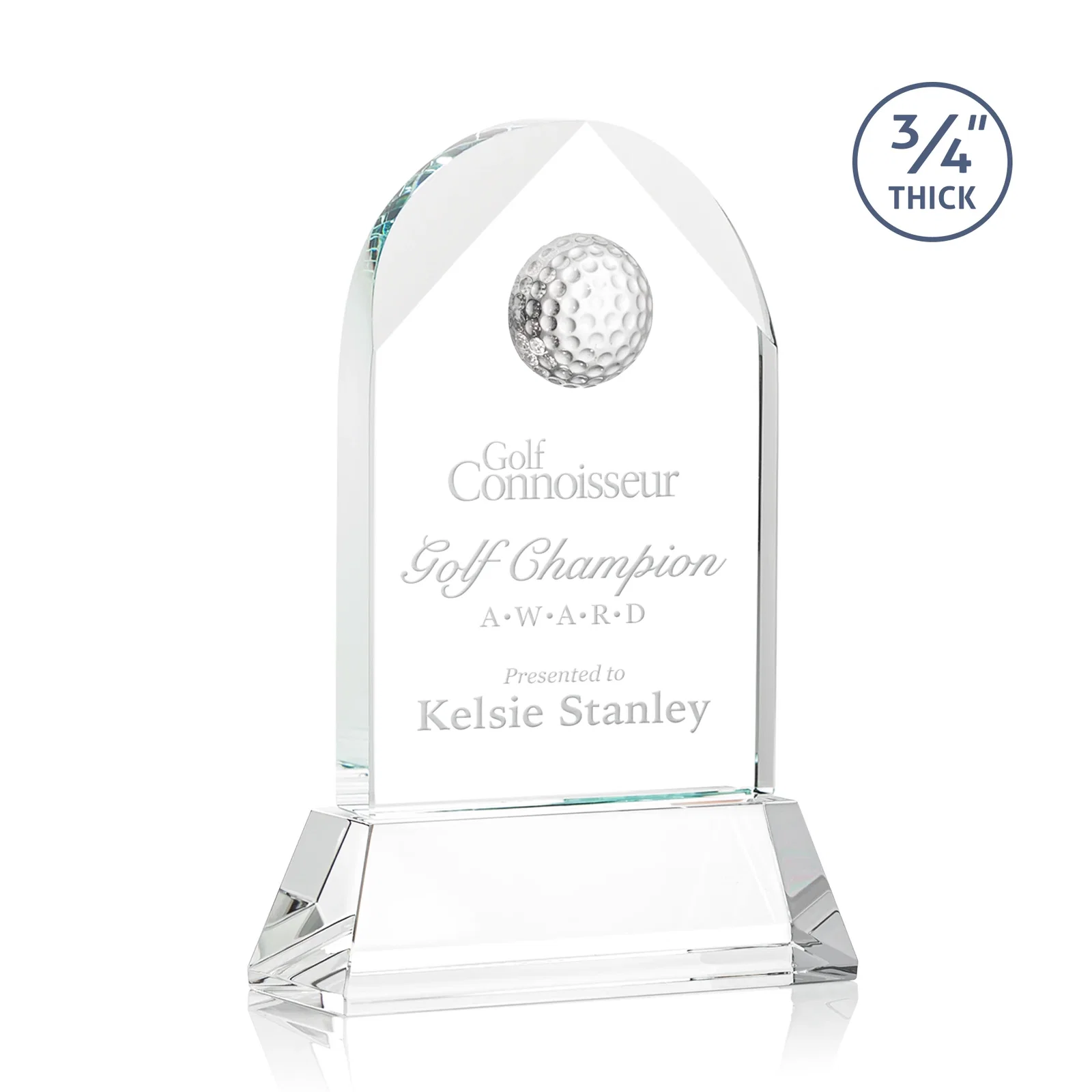 Custom Starfire Crystal Arch Award with 2nd-Position Etch Option for service anniversary gifts