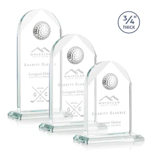 Starfire Crystal Arch Award with Ball on Mitered Base
