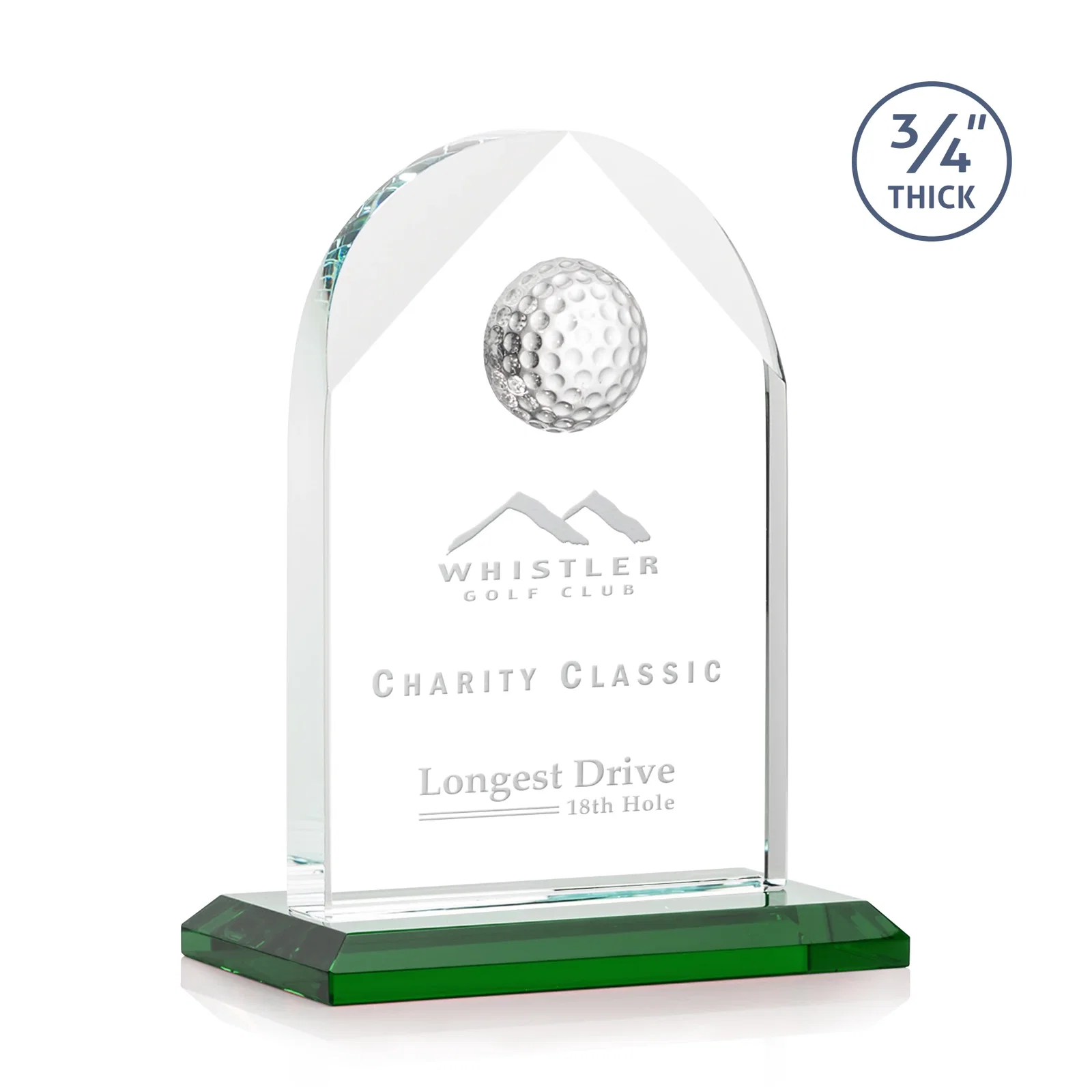 Custom Starfire Crystal Arch Award with Ball on Mitered Base for volunteer appreciation