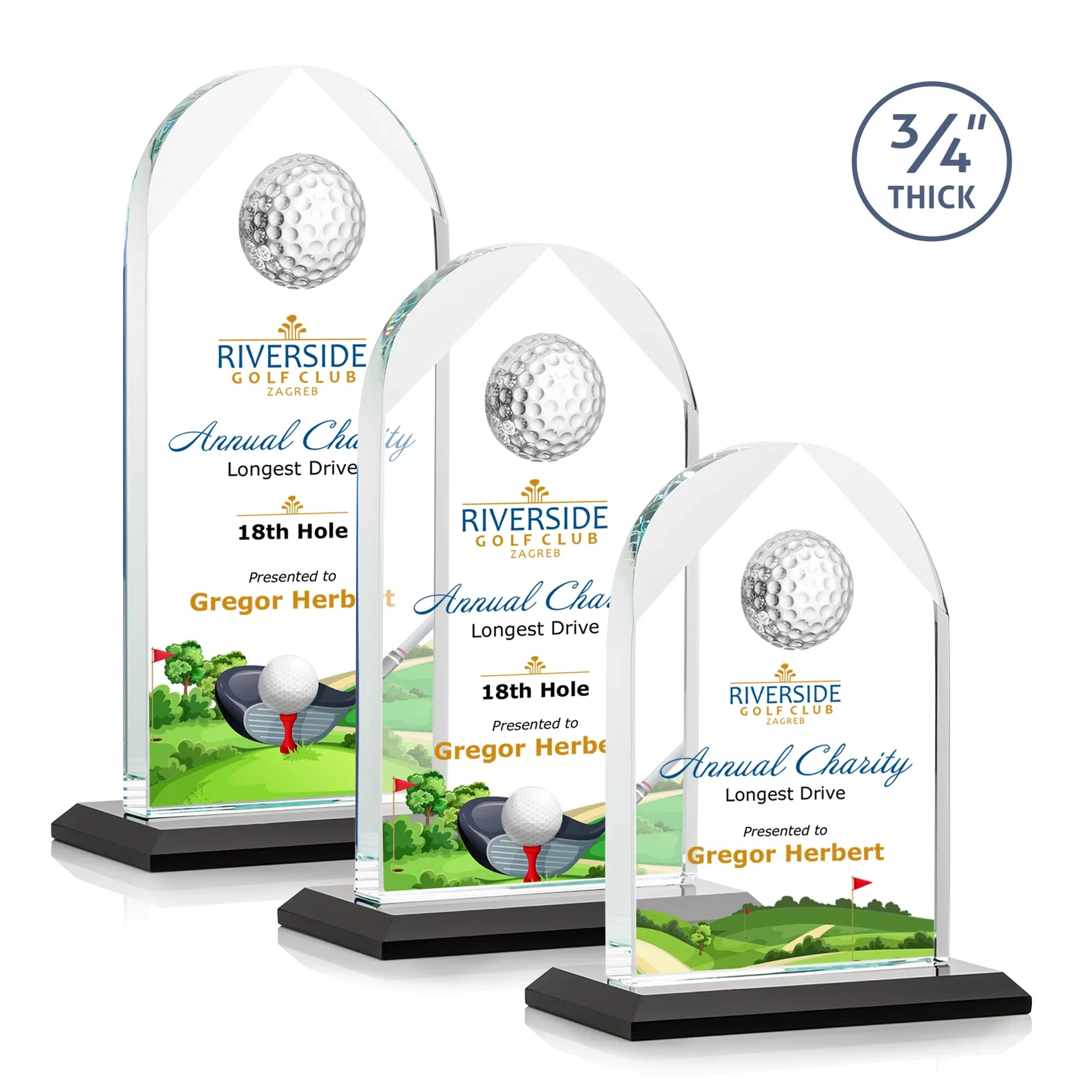 Personalized Starfire Crystal Arch Award with Ball on Mitered Base for volunteer appreciation