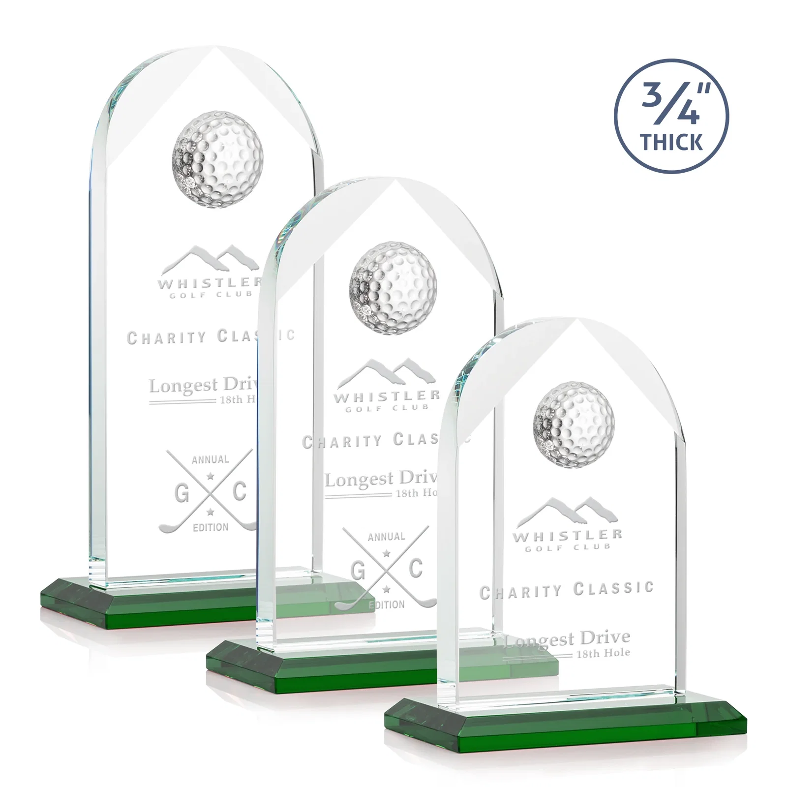 Custom Starfire Crystal Arch Award with Ball on Mitered Base for safety achievement programs