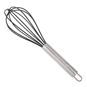 Stainless Steel Whisk, Silicone Head, 10-1/4" Length, Dishwasher Safe