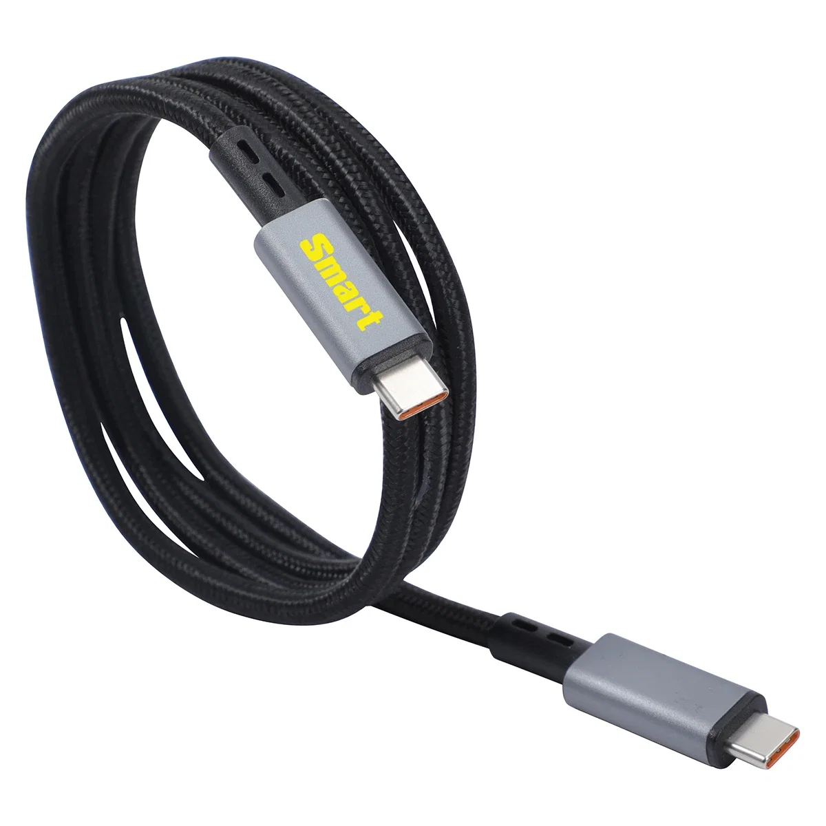 Close-up of the Blaze USB-C to USB-C Charging Cable's connector and logo imprint area