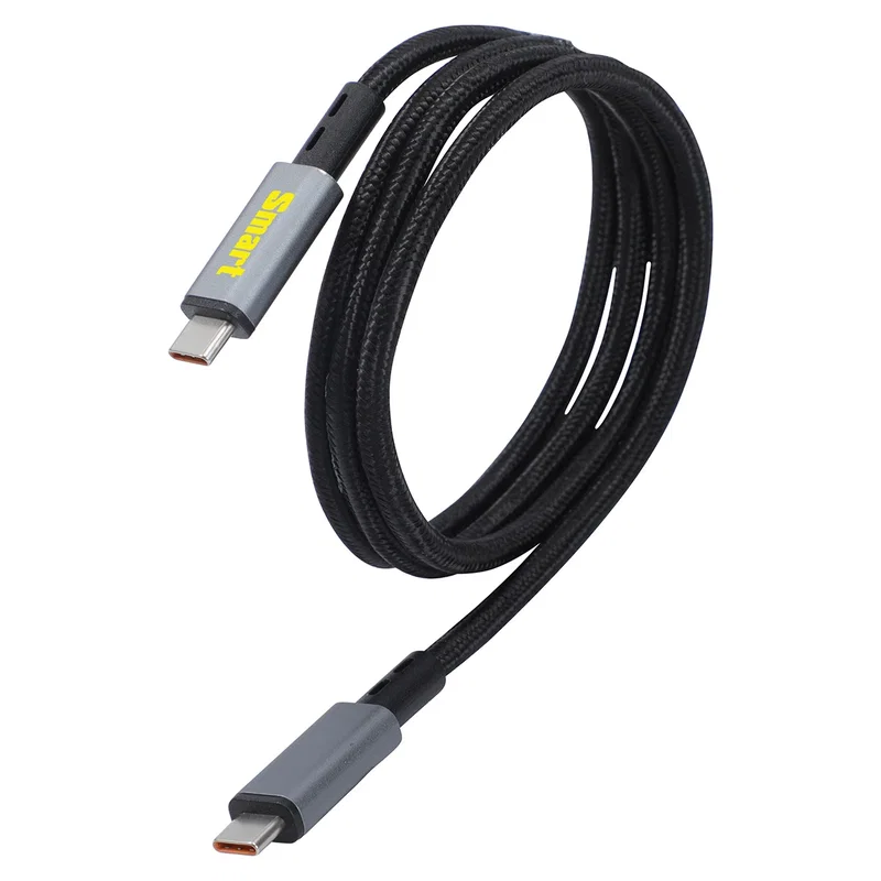 Blaze USB-C to USB-C Charging Cable in use, powering a laptop with the promotional 240W cable