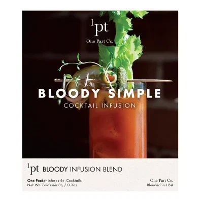Bloody Simple cocktail infusion packet shown in its white pouch