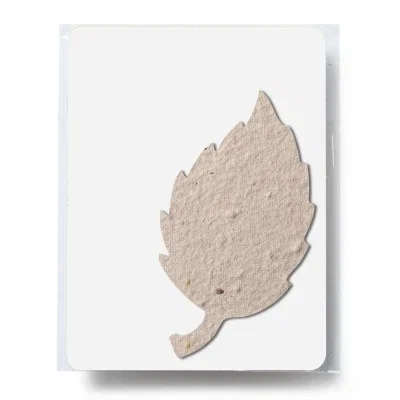 Plantable gift card cut in the shape of an aspen leaf